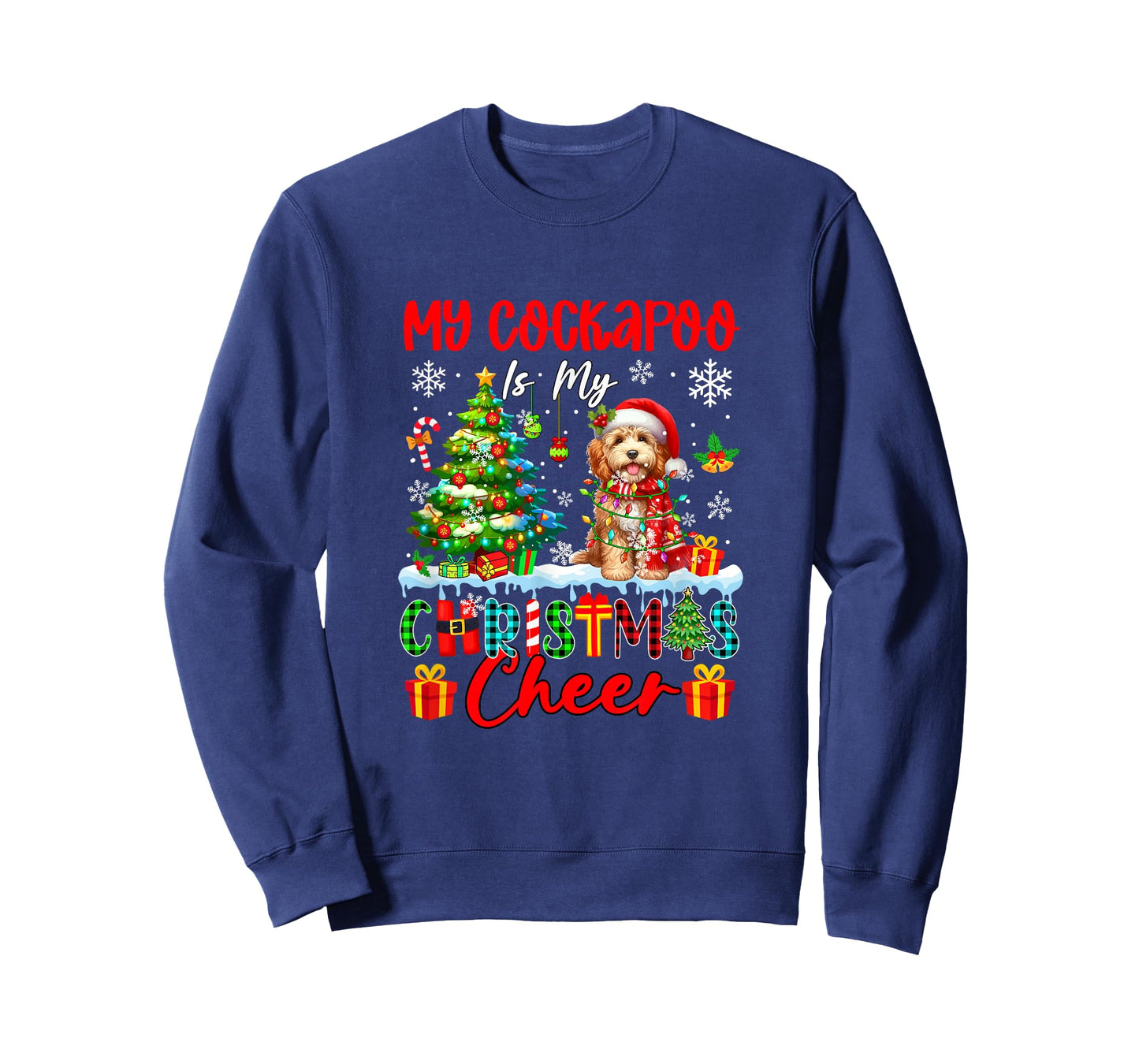 My Cockapoo is My Xmas Cheer Funny Santa Dog Owner Kids T-Shirt