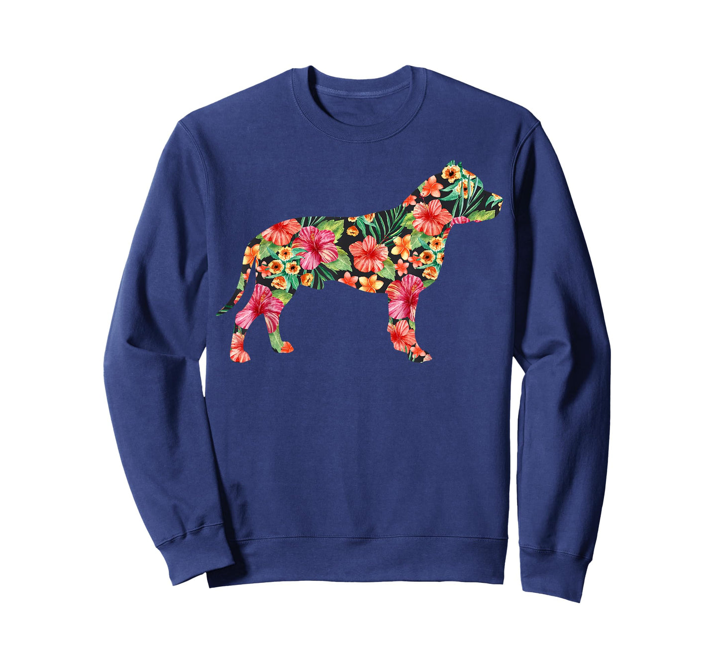Pit Bull Flower Funny Dog Silhouette Floral Gifts Women Men T-Shirt