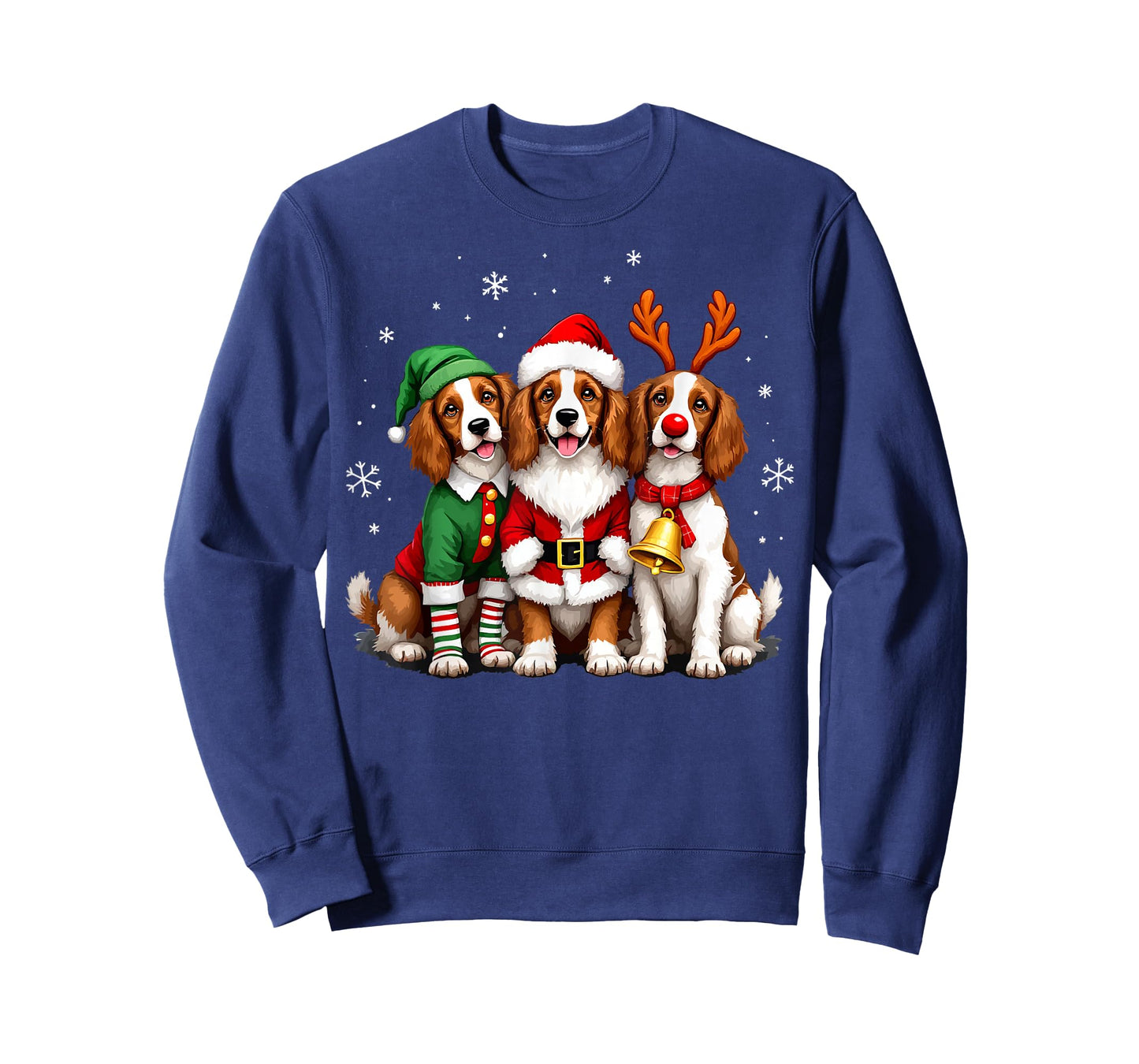 Brittany Spaniel Christmas Dogs Funny Santa Reindeer Elf T-Shirt