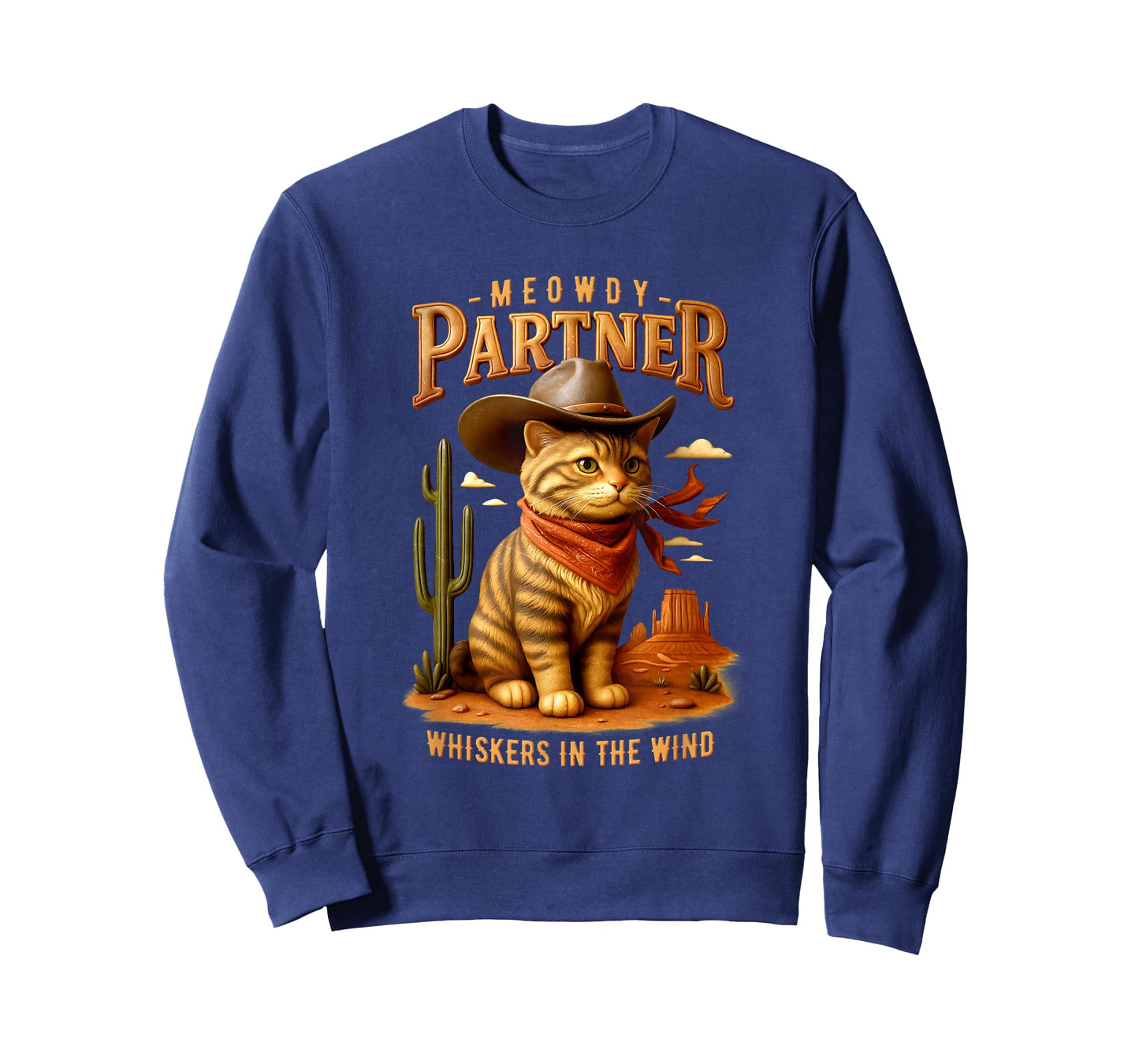 Meowdy Partner Whiskers In Wind Western Cowboy Cat Rodeo T-Shirt