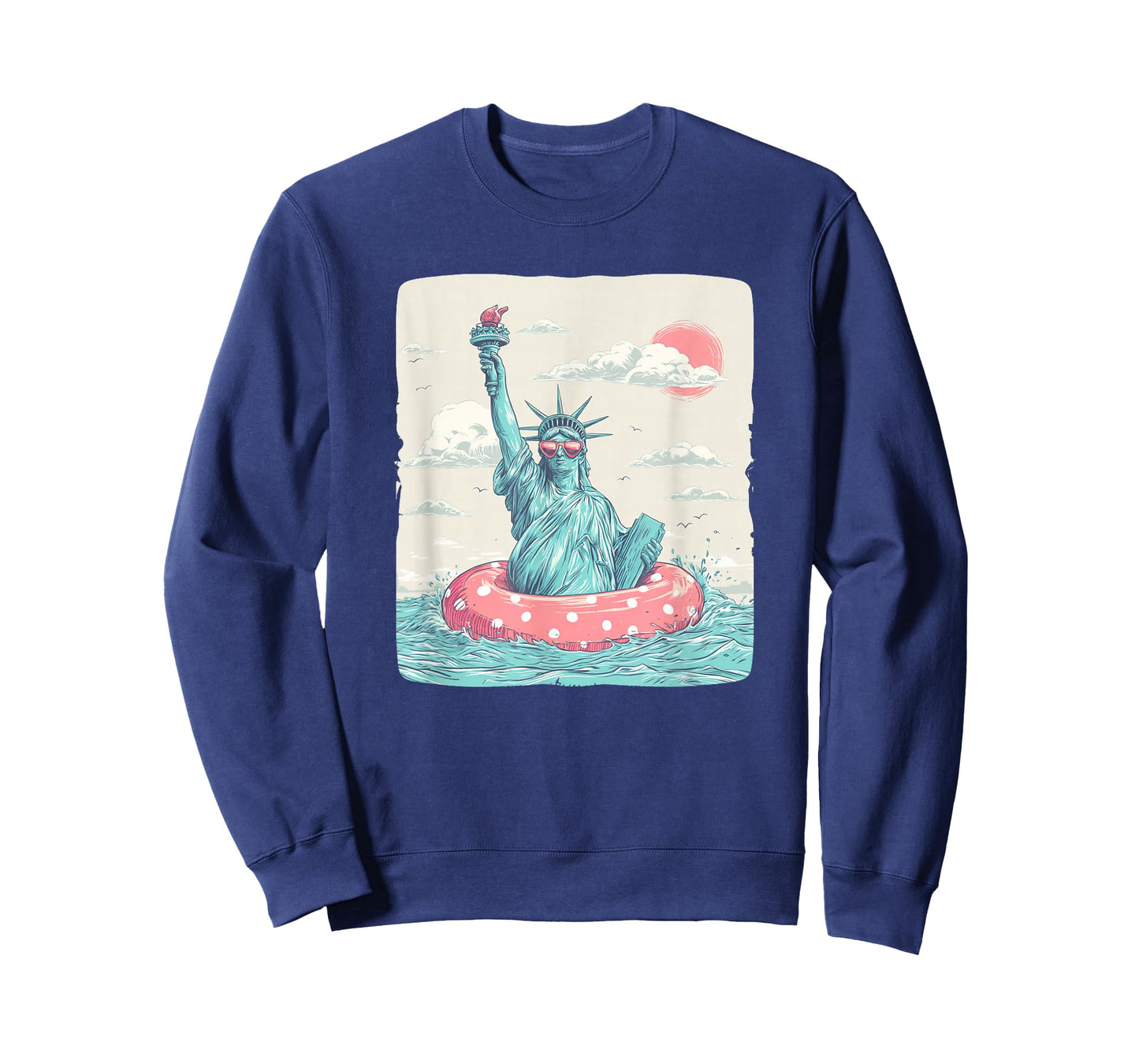 Funny Vacation Liberty Statue in Beach Ring for Pool Lovers T-Shirt