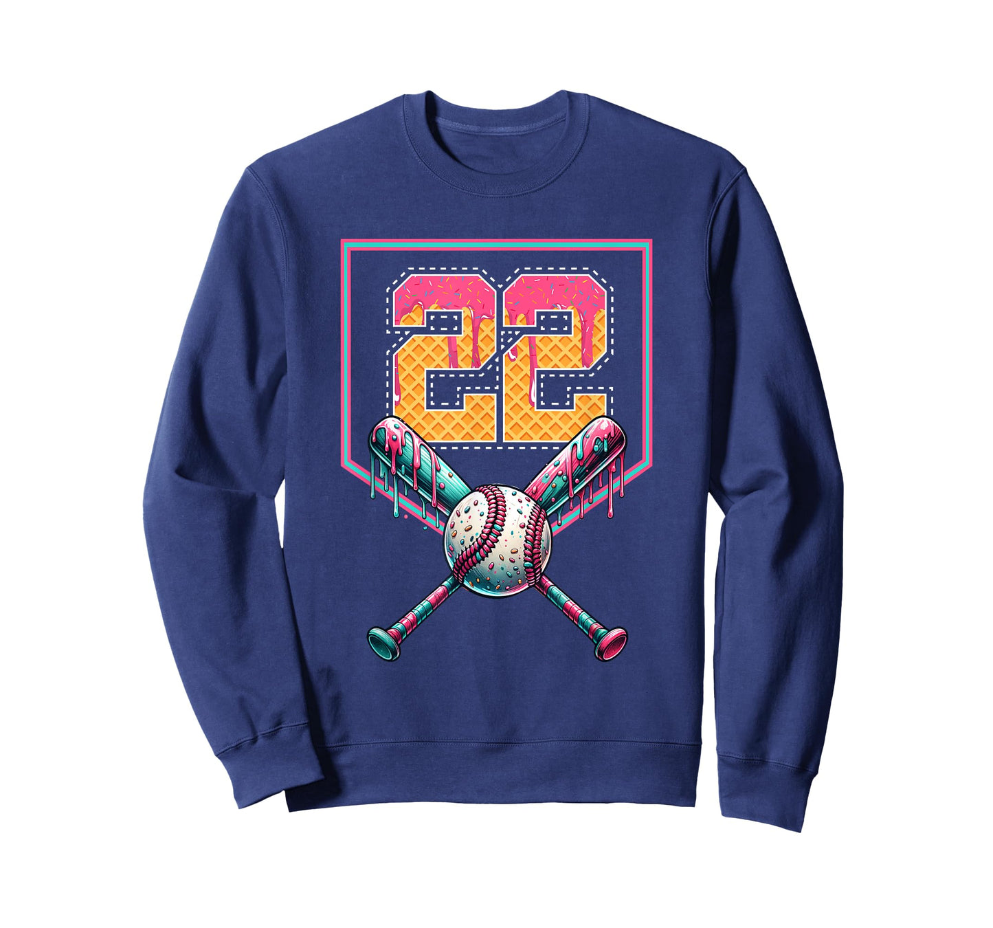 Baseball Drip Number 22 Player Or 22nd Birthday T-Shirt