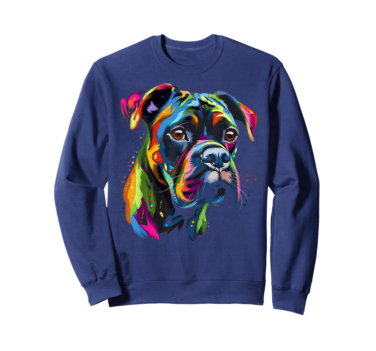 Boxer Dog Colorful Face Funny Puppy Art Lover Black T-Shirt