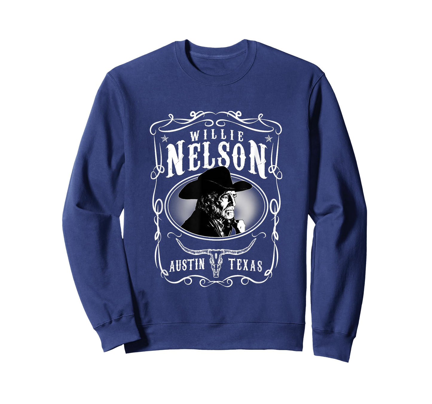 Willie Nelson Unisex-Adult Black Cotton T-Shirt, Small, Short Sleeve, Crew Neck, Classic Fit