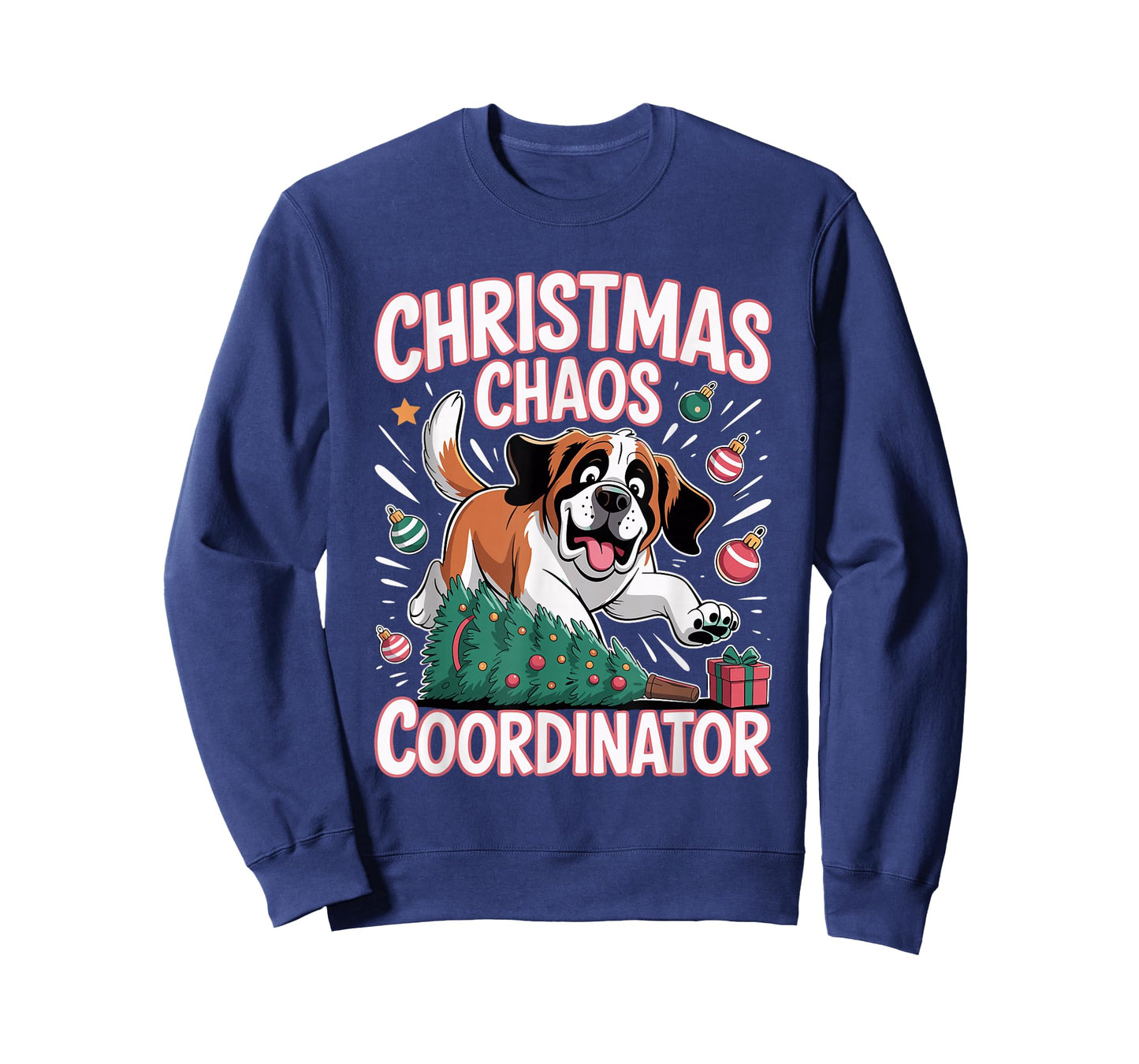Christmas Chaos Coordinator Xmas Puppy Funny Saint Bernard T-Shirt