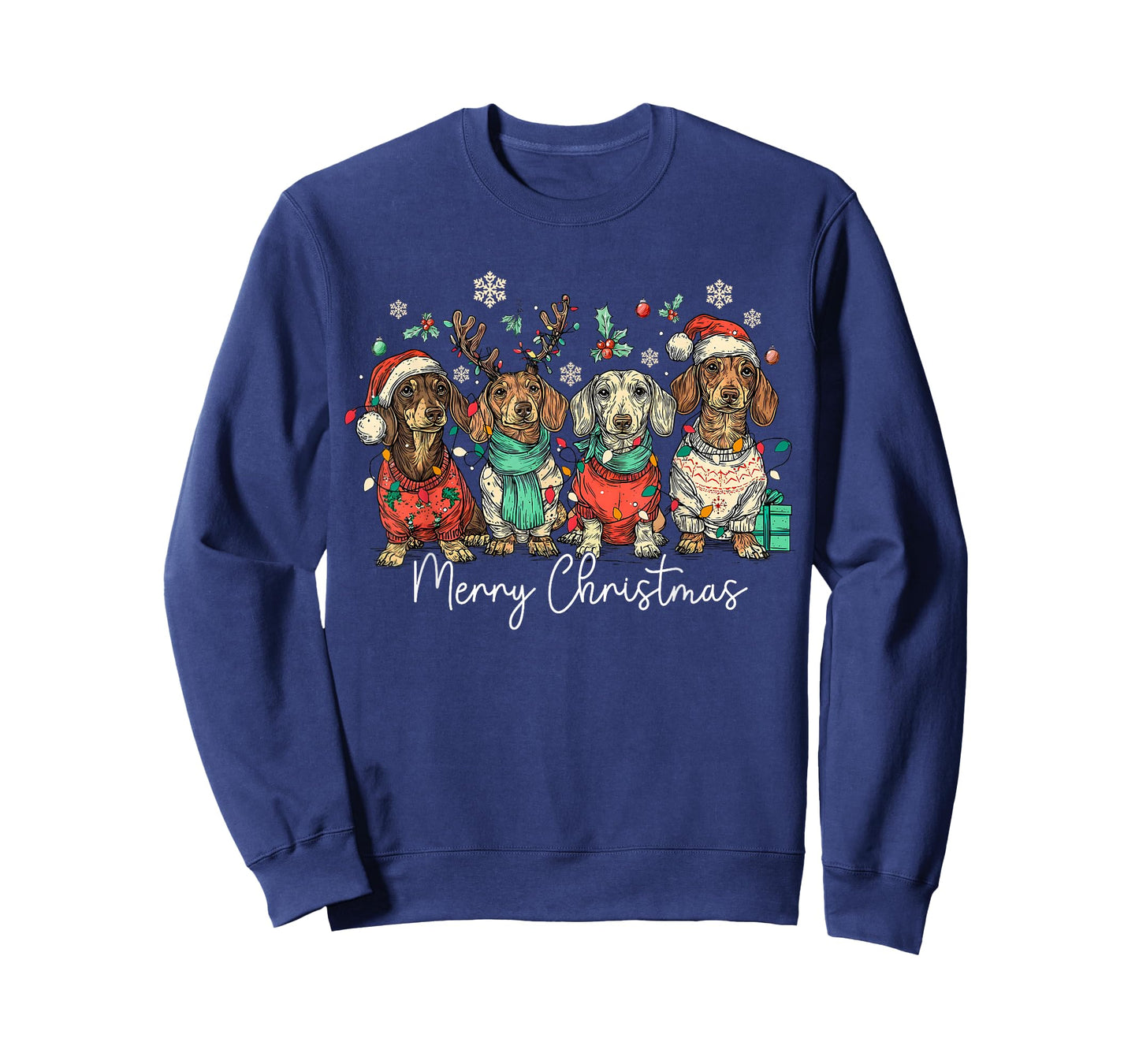 Merry Christmas Dachshund Santa Dog Xmas Lights Holiday Pet T-Shirt