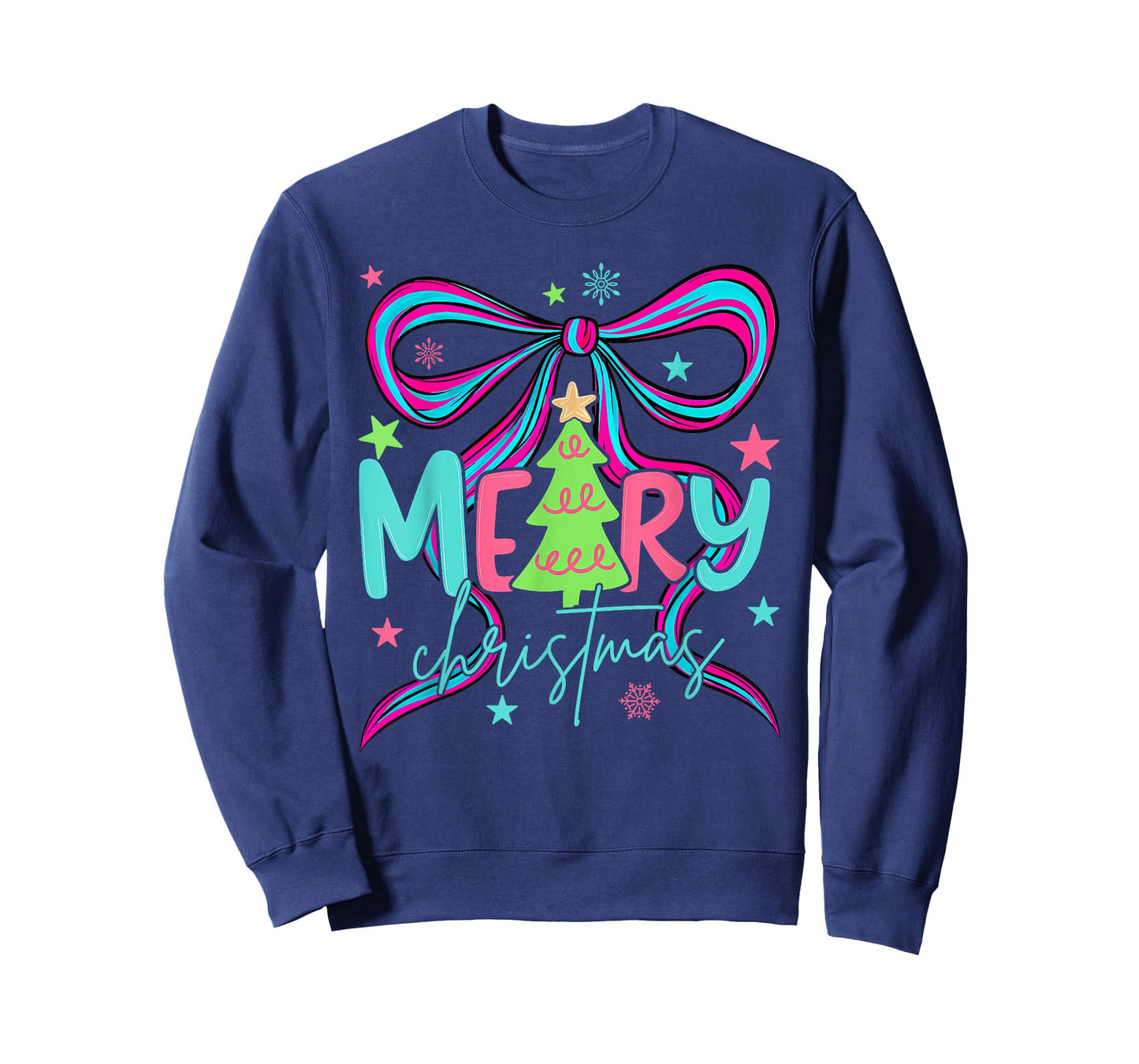 Brushstroke Coquette Merry Christmas Tree Men Women Kids T-Shirt