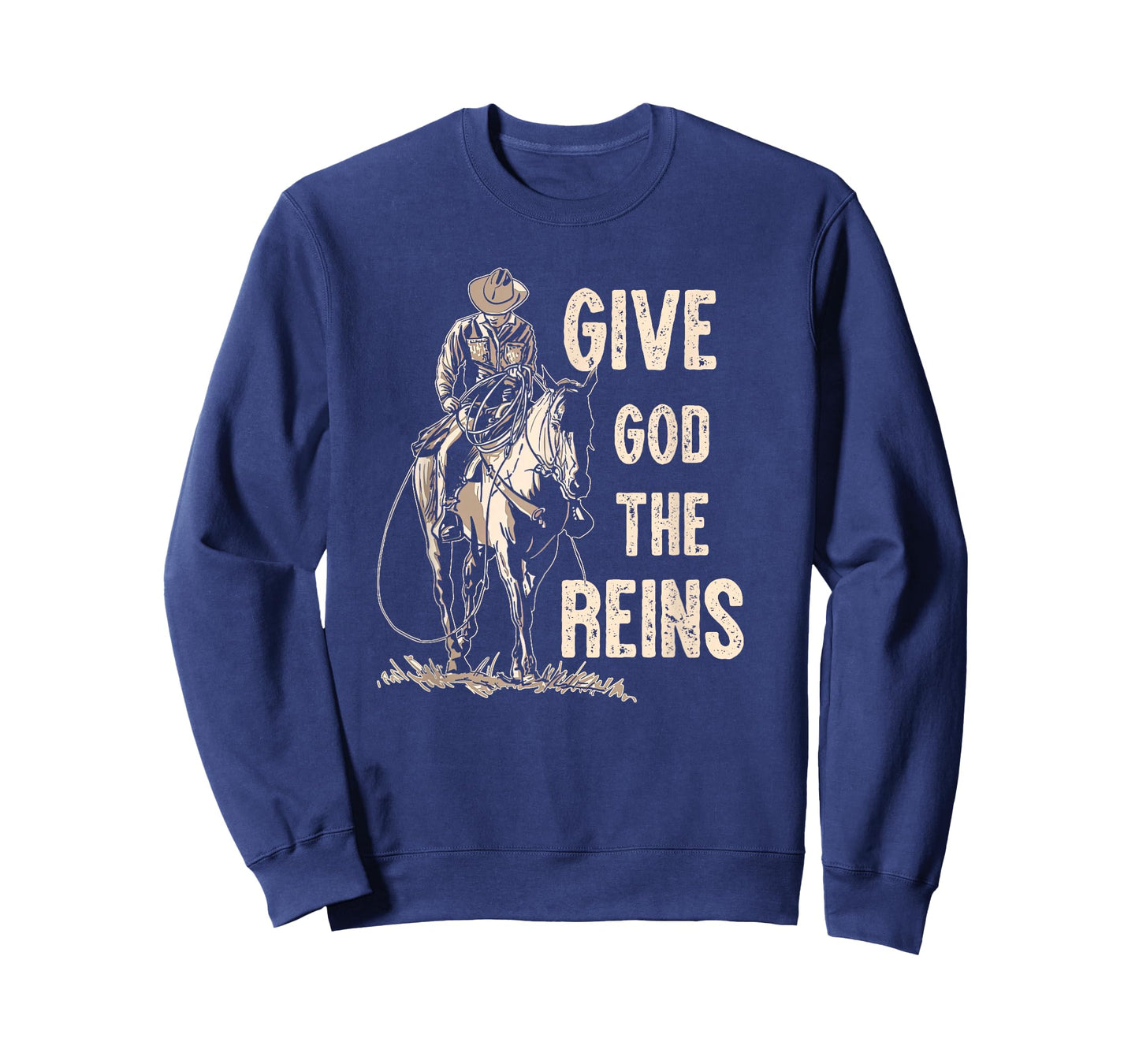 Retro Give God The Reins Cowboy Horse Riding Christian T-Shirt
