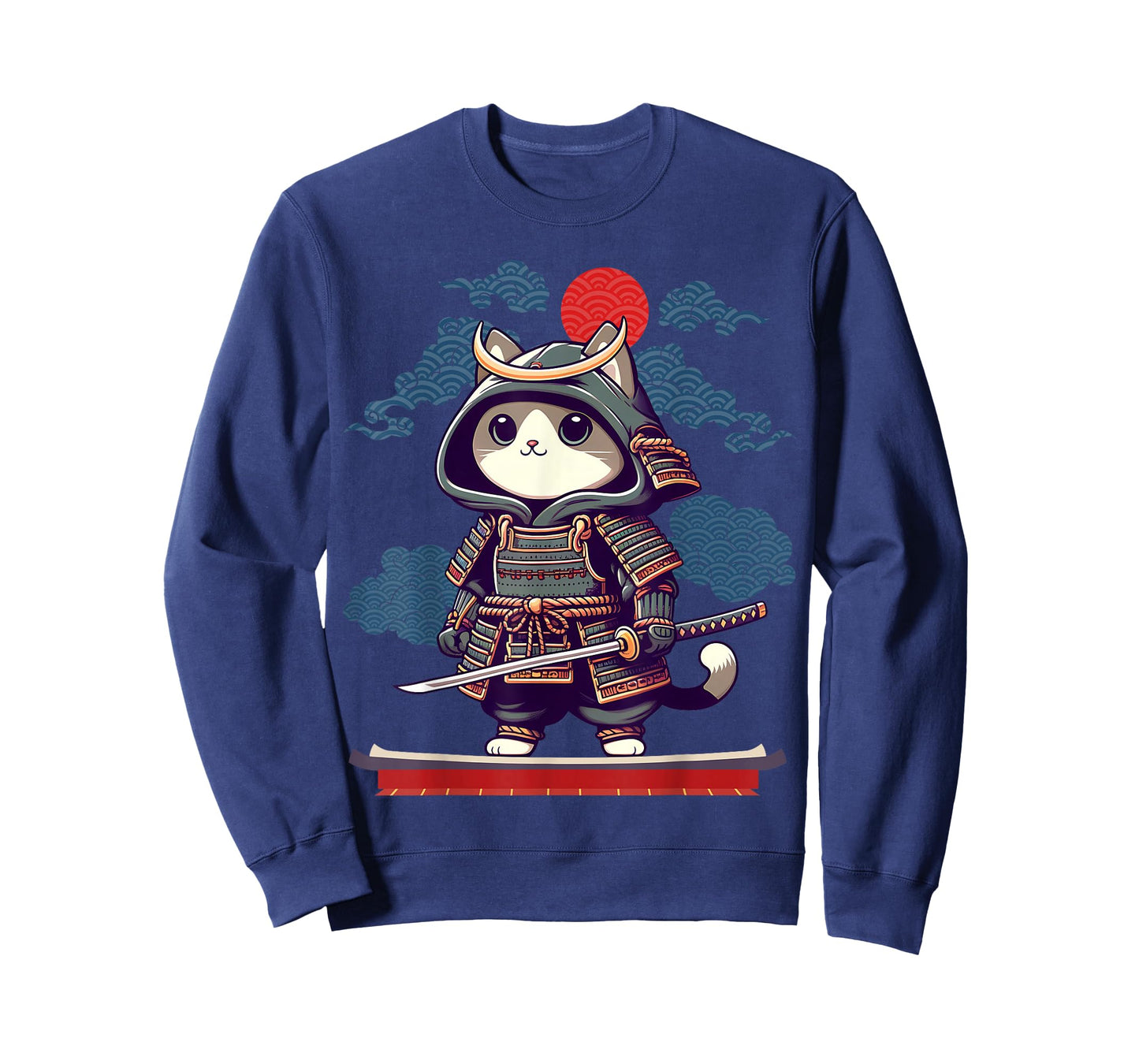 Japanese Samurai Cat Tattoo Kawaii Ninja Cat Anime Cute Kids T-Shirt