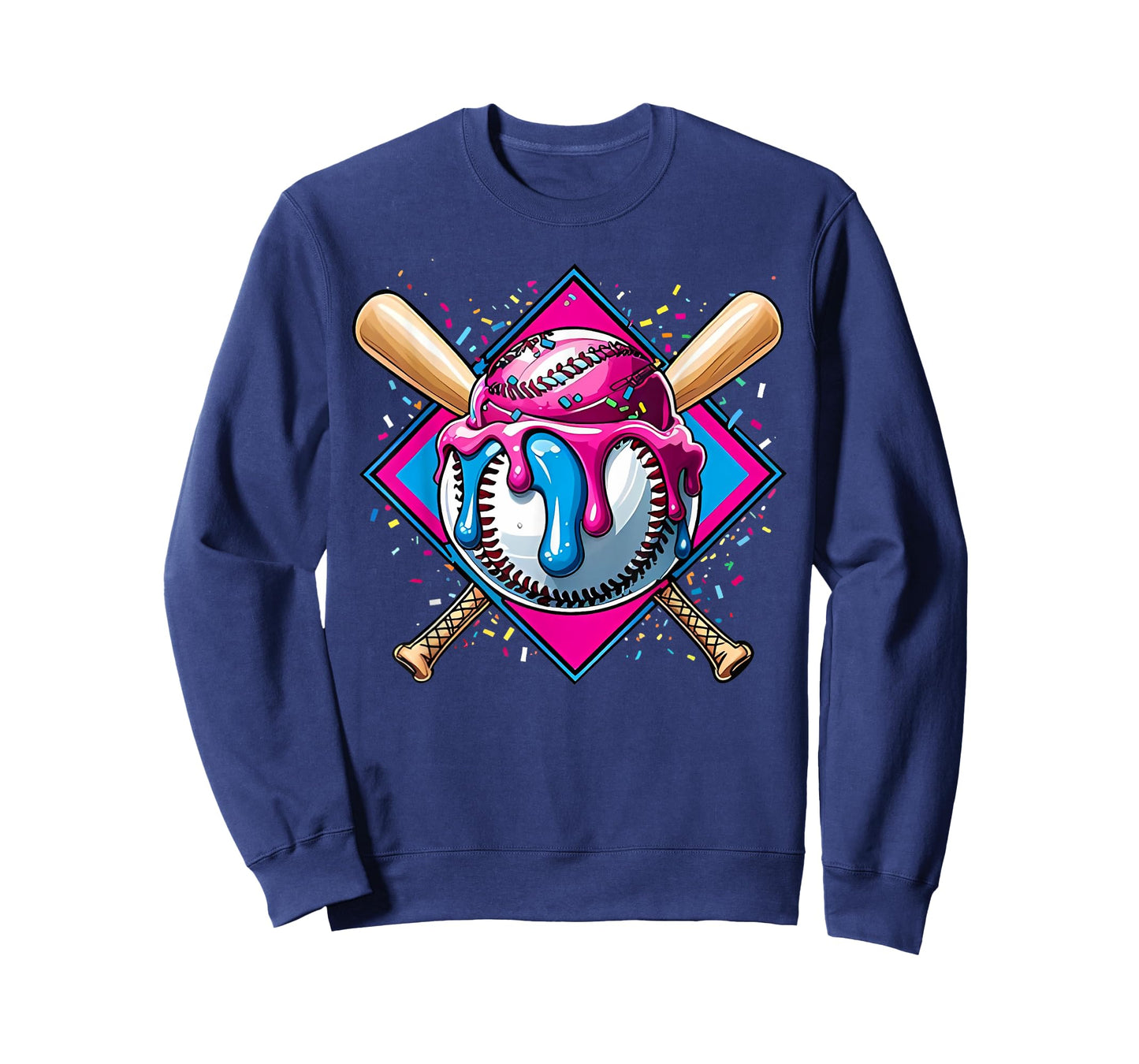 Baseball Ice Cream Dripping Baseball Home Plate Drip T-Shirt