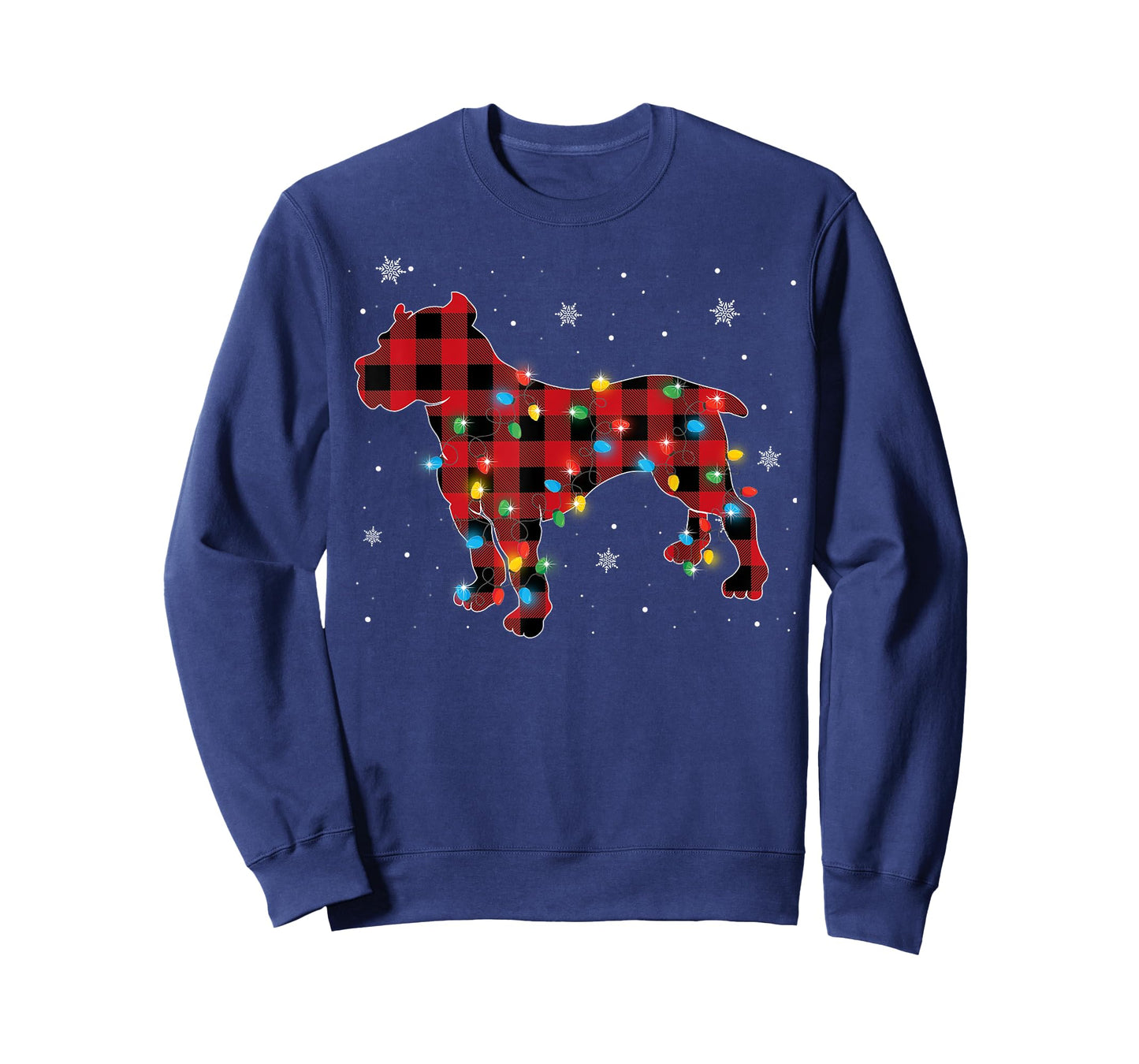 Pajamas Red Plaid Pitbull Christmas Lights Puppy Lovers T-Shirt