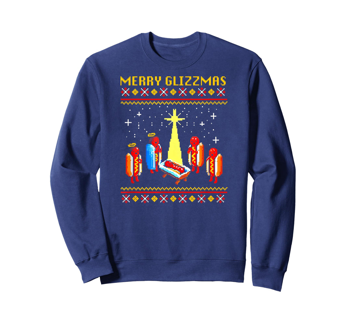 Merry Glizzmas Retro Funny Hot Dog Family Christmas Xmas T-Shirt