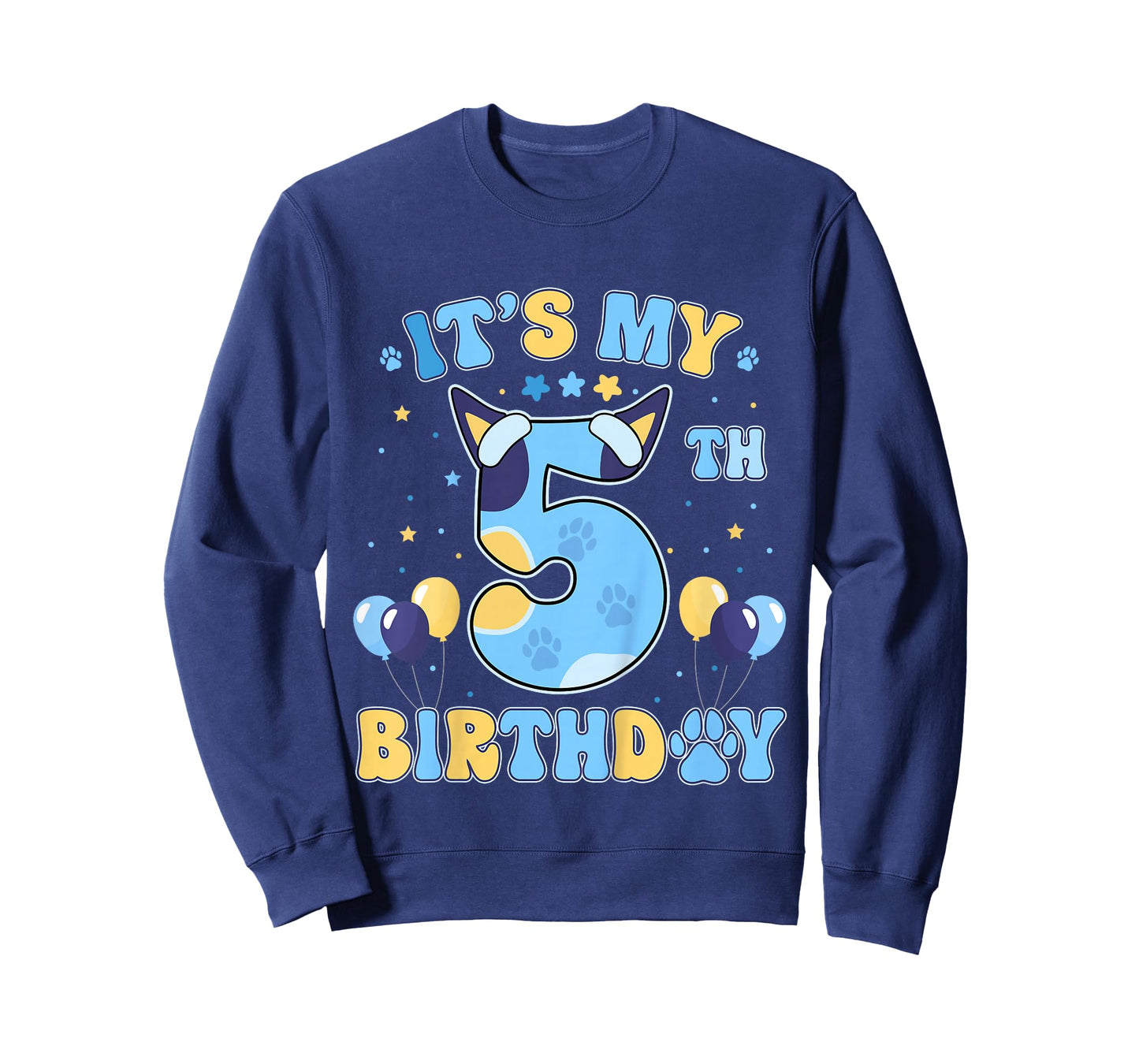 Kids Its my 5th Birthday Boy Blue Dog Theme Party Cool 5 Year Old T-Shirt