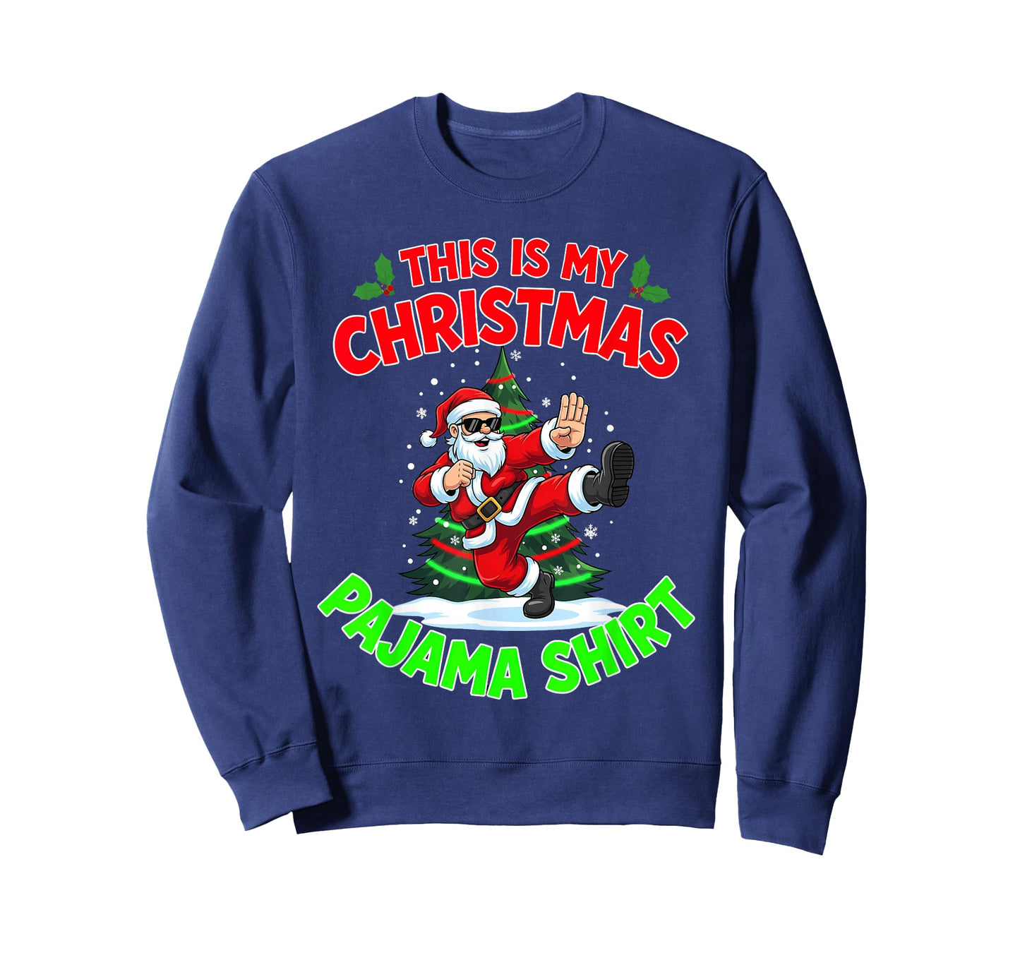 This is My Christmas Pajama Santa Claus Playing Karate T-Shirt