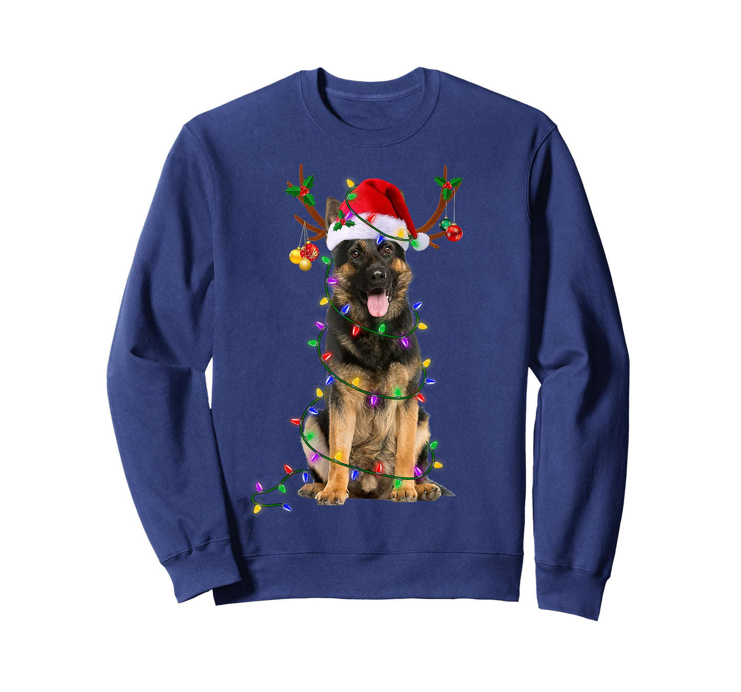 German Shepherd Dog Tree Christmas Lights Dog Lover Pajama T-Shirt
