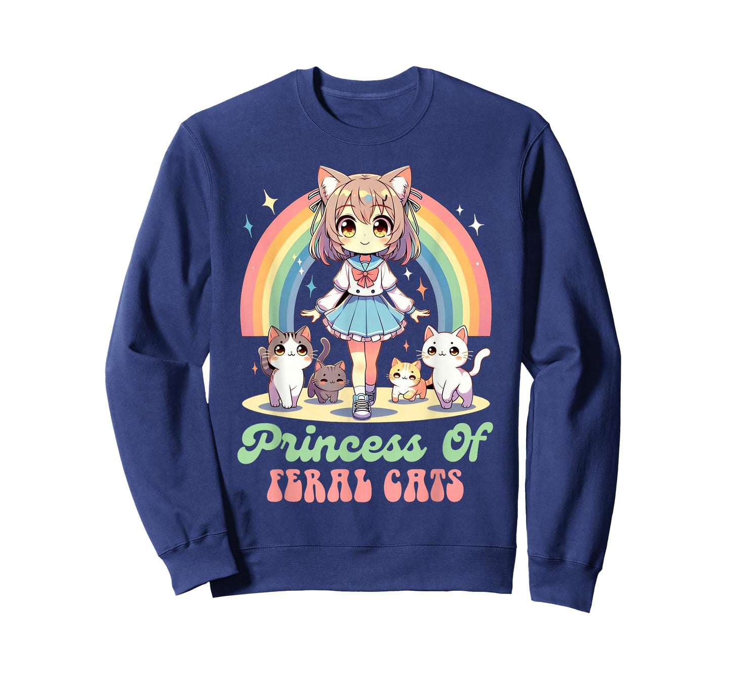 Anime And Cats Lover Princess Of Feral Cats Kawaii Otaku T-Shirt