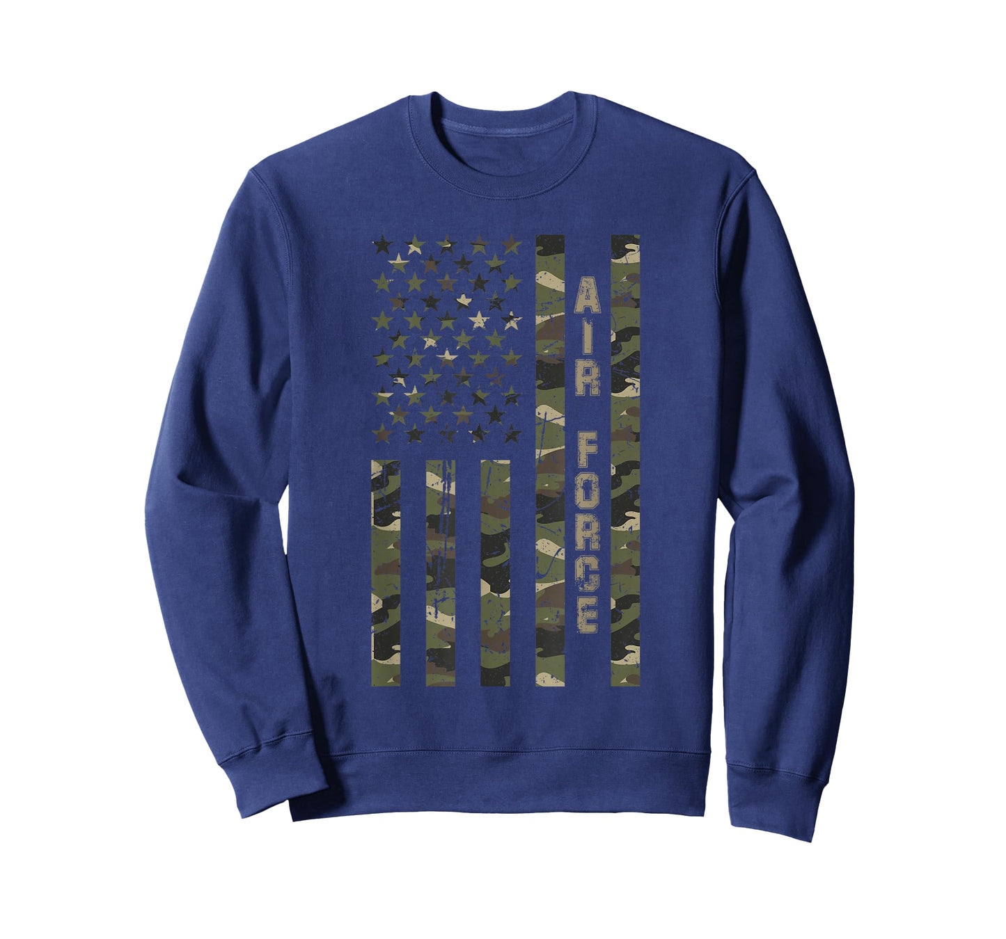 Air Force United States Distressed Camo w US Flag T-Shirt