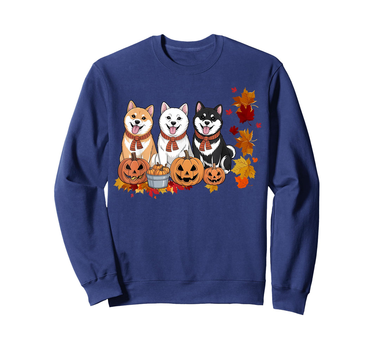 Funny Three Shiba Inu Dog Pumpkin Fall Autumn Thanksgiving T-Shirt