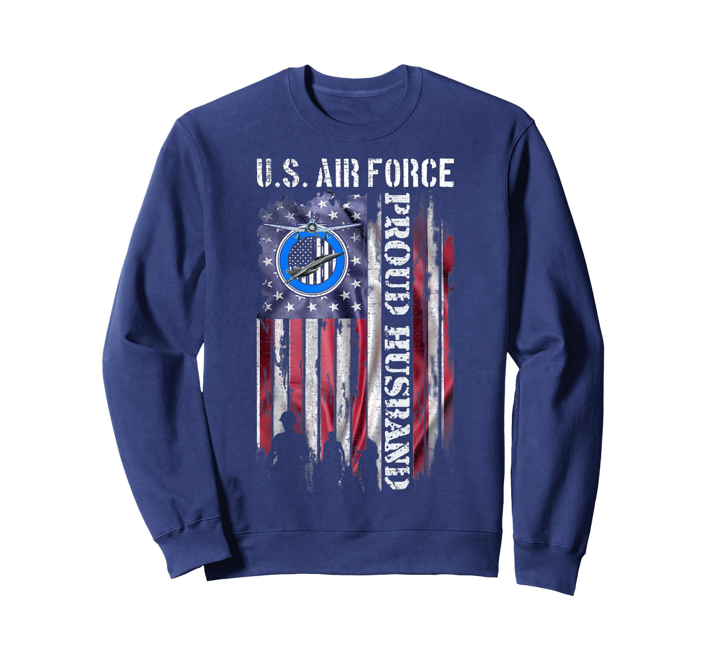 Vintage USA American Flag US Air Force Proud Veteran Husband T-Shirt