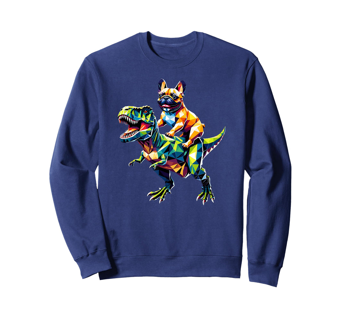 Geometric Art Dinosaur T-Rex French Bulldog Frenchie T-Shirt