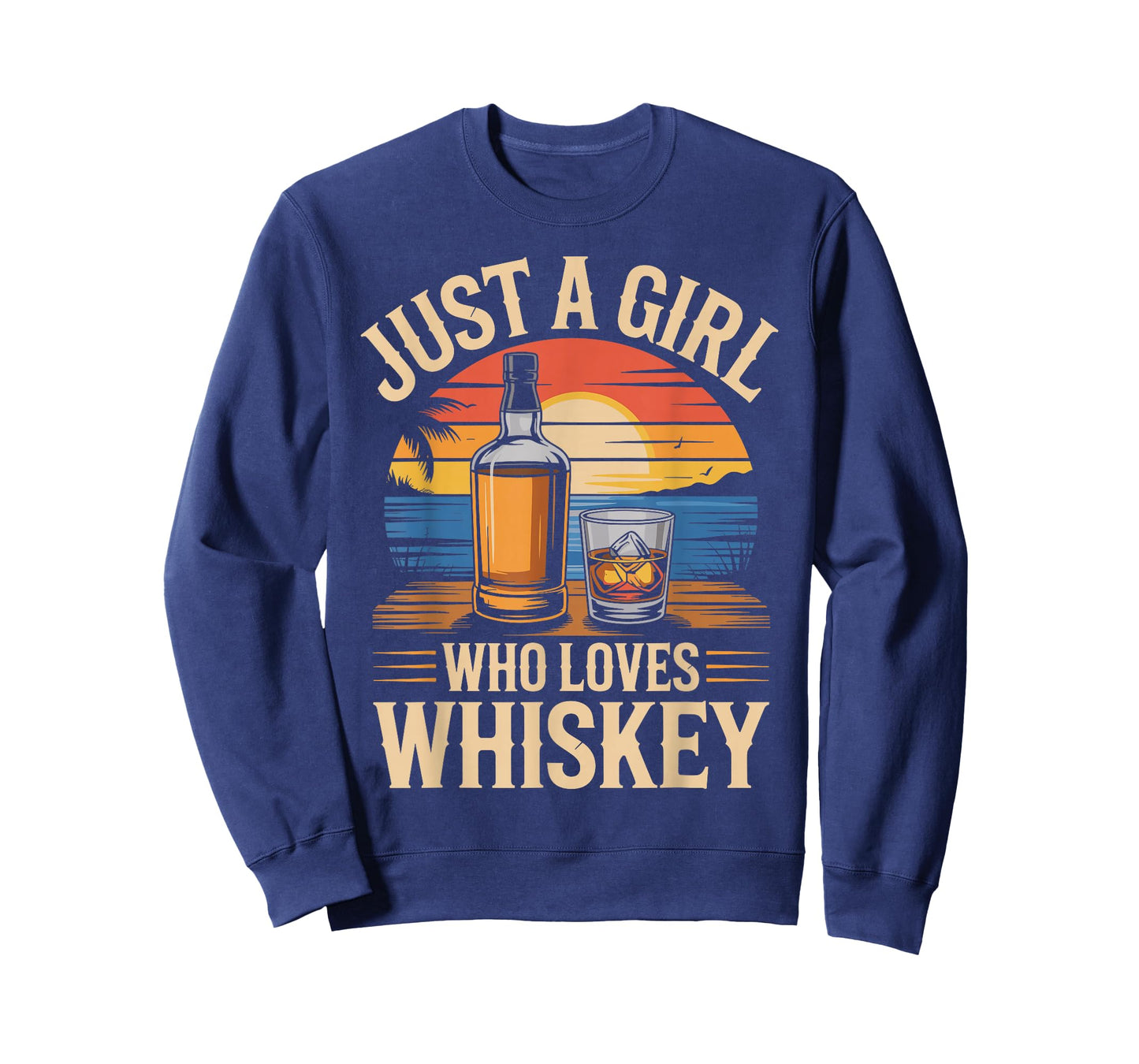 Just A Girl Who Loves Whiskey Sunset Retro T-Shirt