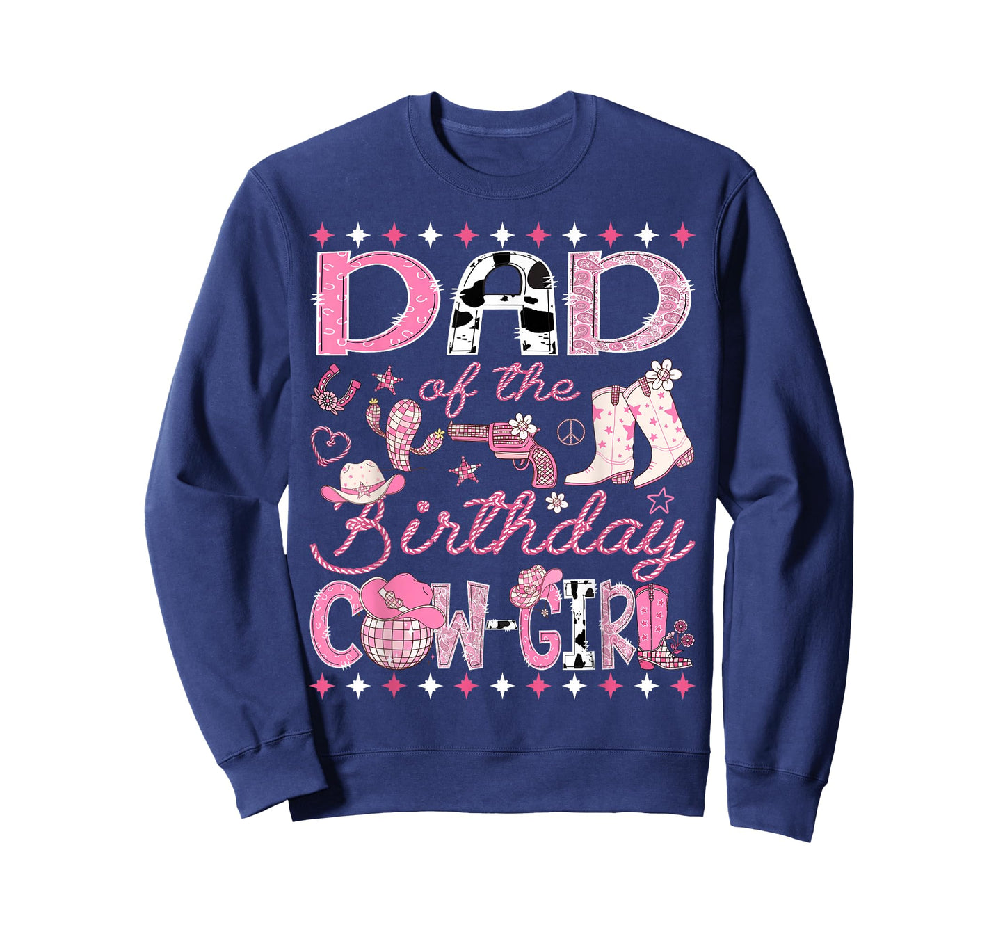 Dad of The Birthday Cowgirl Pink Rodeo Western Disco T-Shirt
