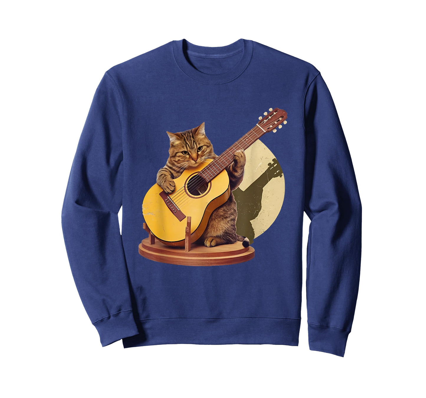 Retro Cat Playing Acoustic Guitar For Music and Cat Lovers T-Shirt