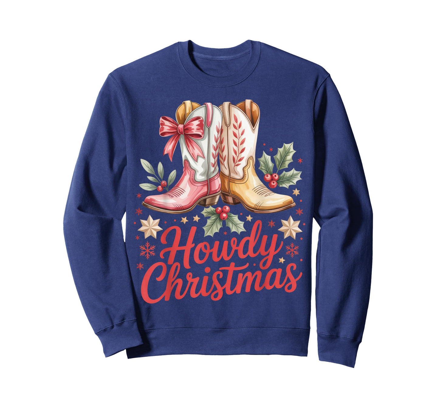 Howdy Christmas Outfit Western Cowboy Boots Holiday Southern T-Shirt