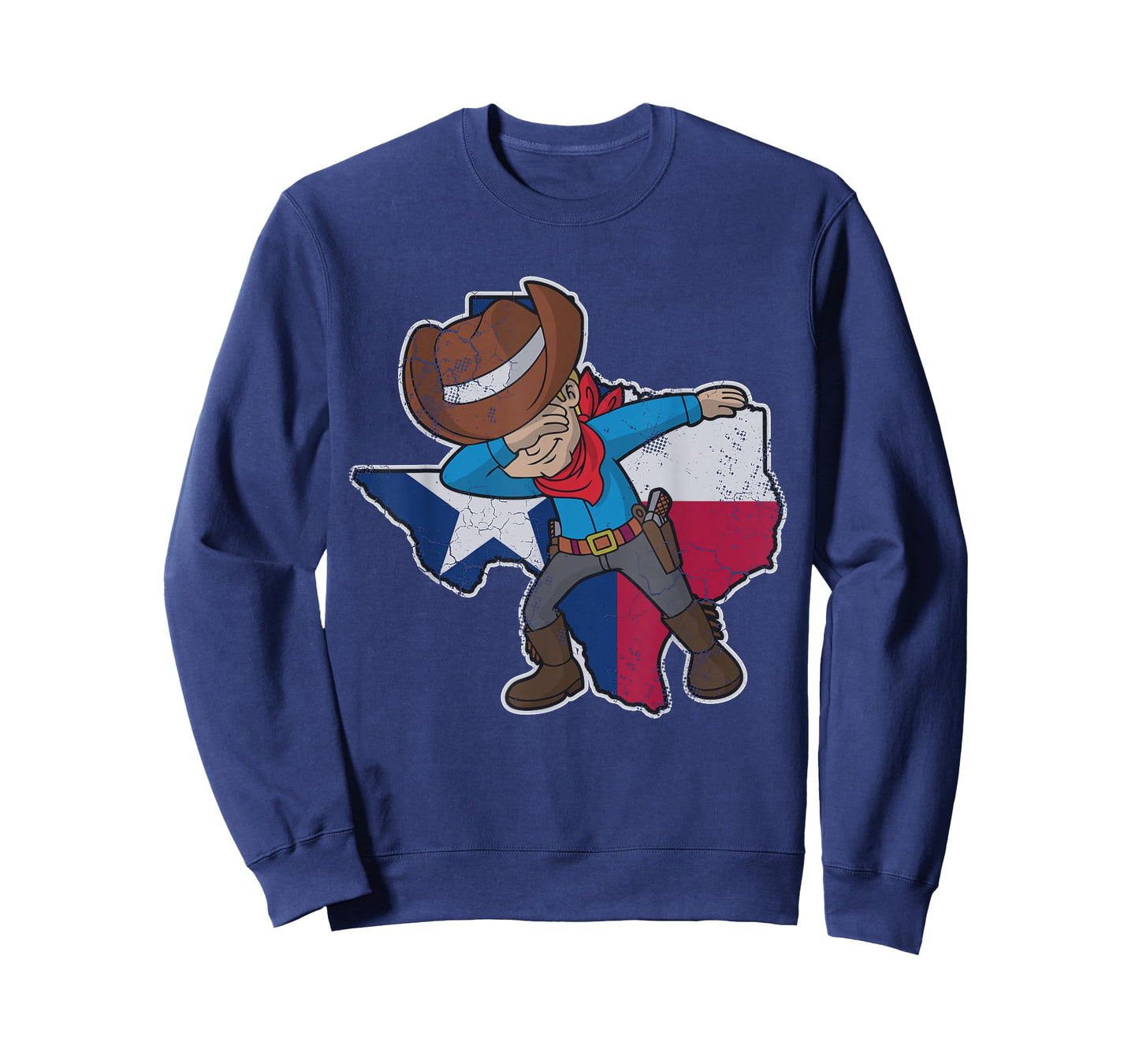 Dabbing Cowboy Texas Texan Flag Map Vintage Distressed Fade T-Shirt Small
