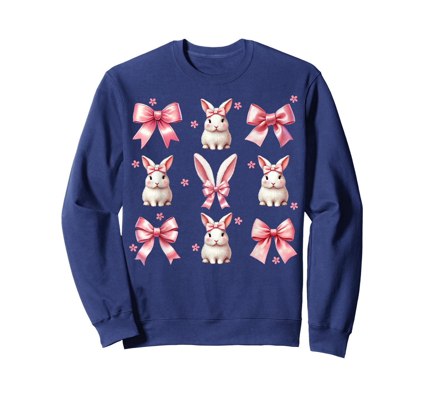 Girls Women Bunny Rabbit Coquette Pink Bow Happy Easter Day T-Shirt