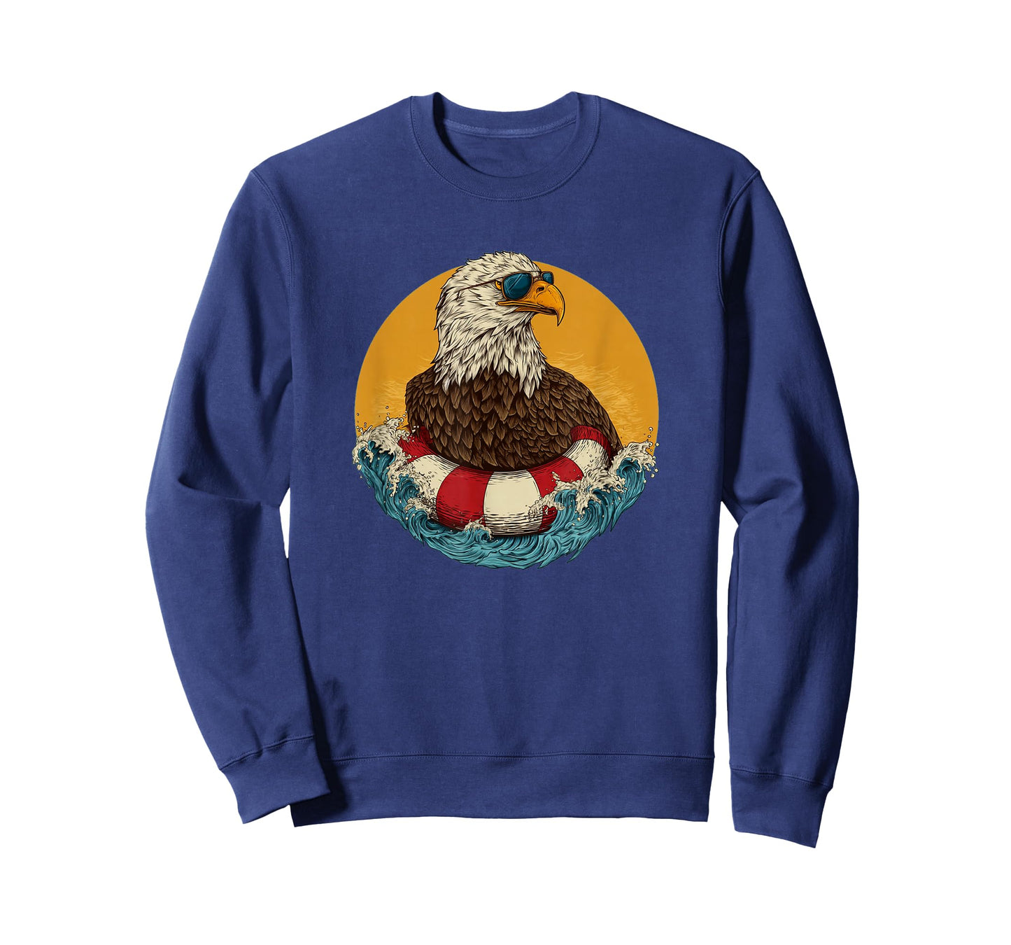 Bespectacled Eagle in Pool Ring for Patriotic Holidays T-Shirt