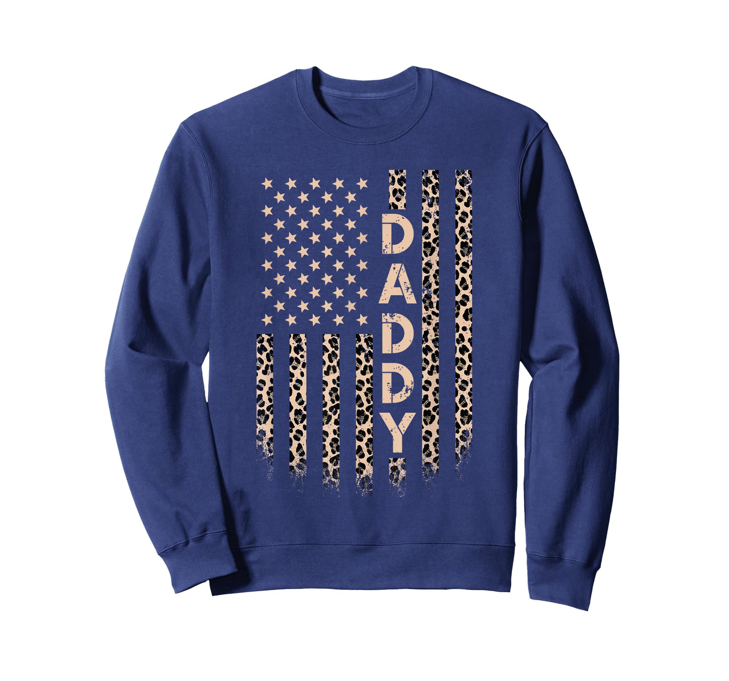 Daddy American Flag USA Leopard Print Dad T-Shirt