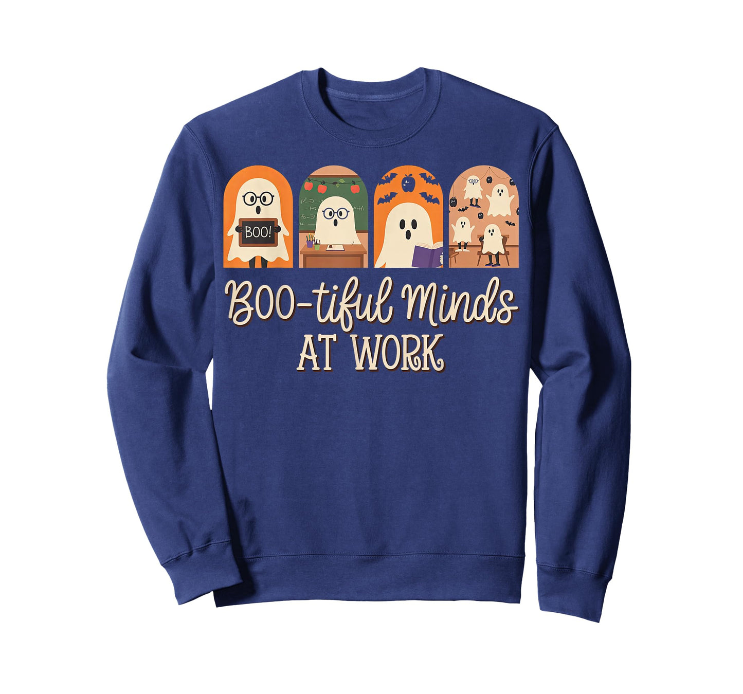 Cute Halloween Teacher Pun Funny Boo-Tiful Minds at Work T-Shirt