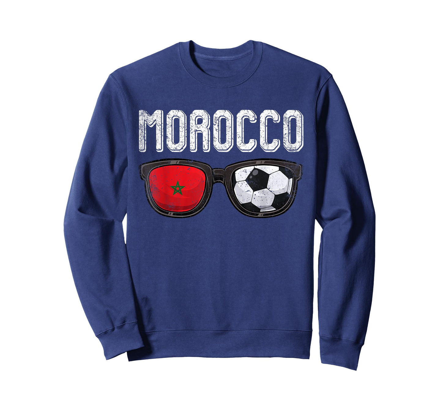 Morocco Soccer Funny Moroccan Flag Glasses Football T-Shirt