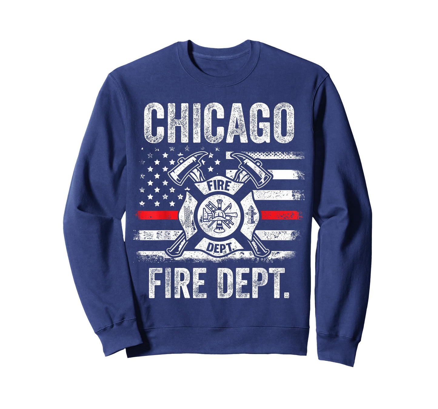 Chicago Illinois Fire Department Thin Red Line Fireman T-Shirt