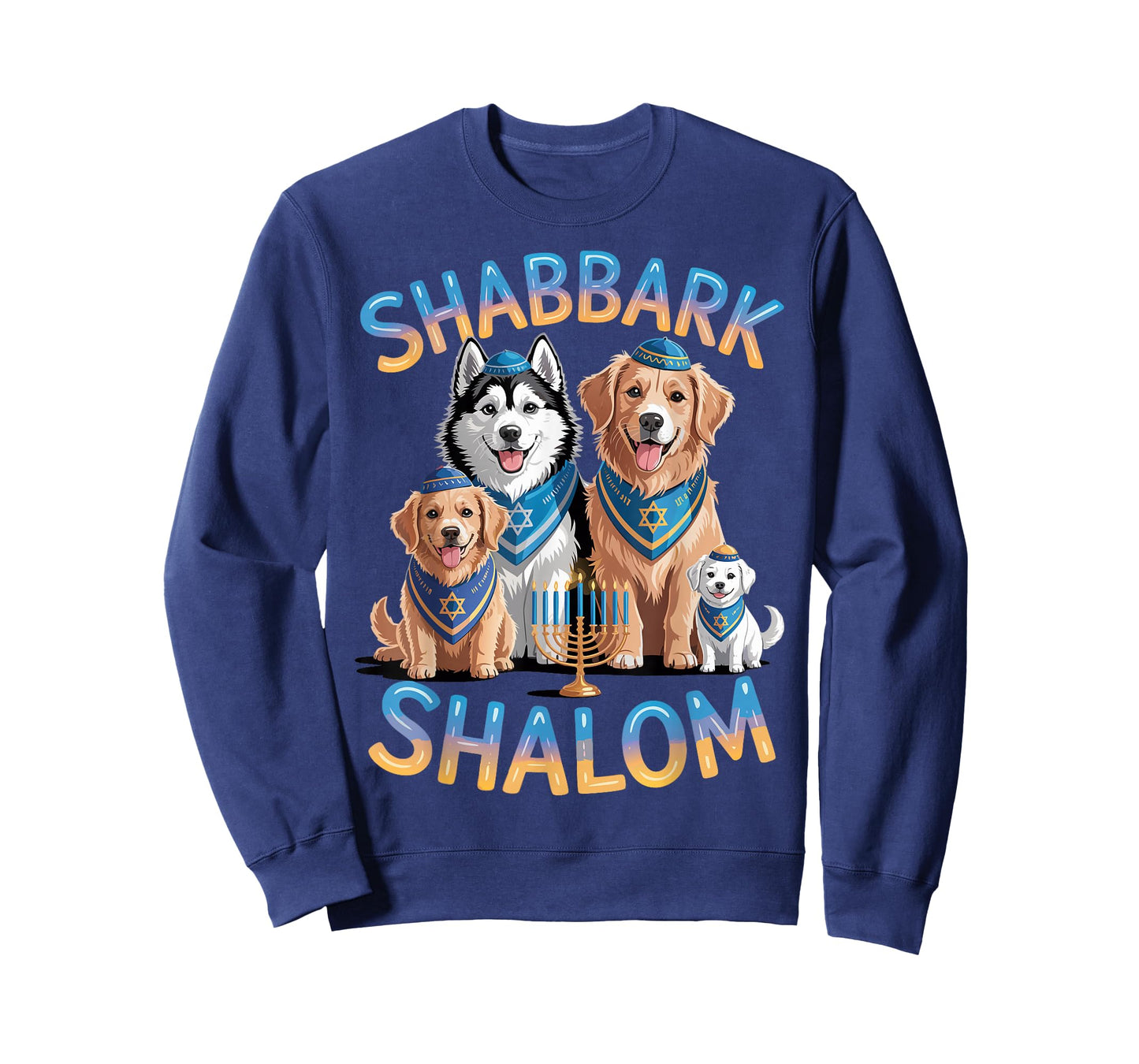 Shabbark Shalom Hanukkah Jewish Dog Menorah Shabbat T-Shirt