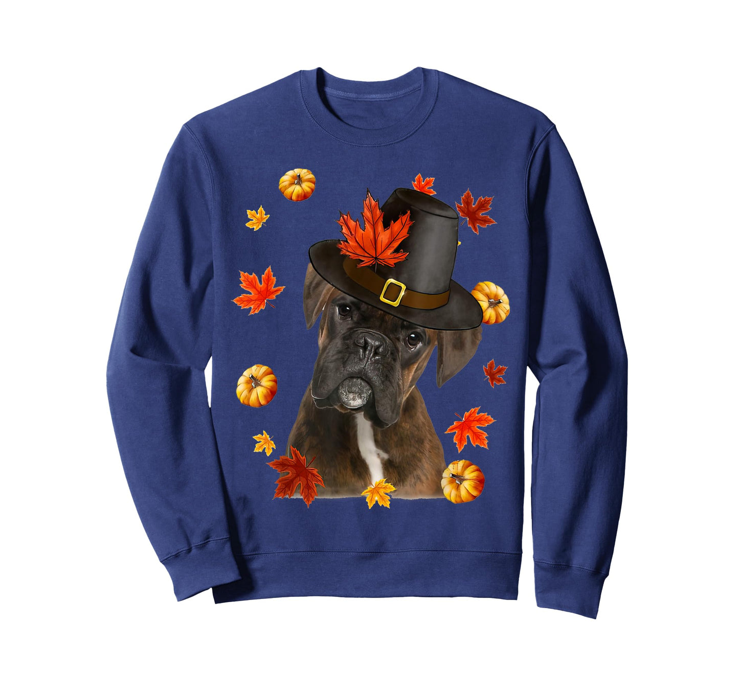 Boxer Dog Pilgrim Hat Fall Happy Thanksgiving Day T-Shirt