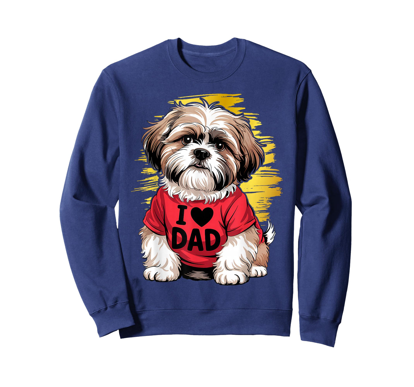 I Love Dad Tattoo Shih Tzu Dad Funny Father's Day T-Shirt