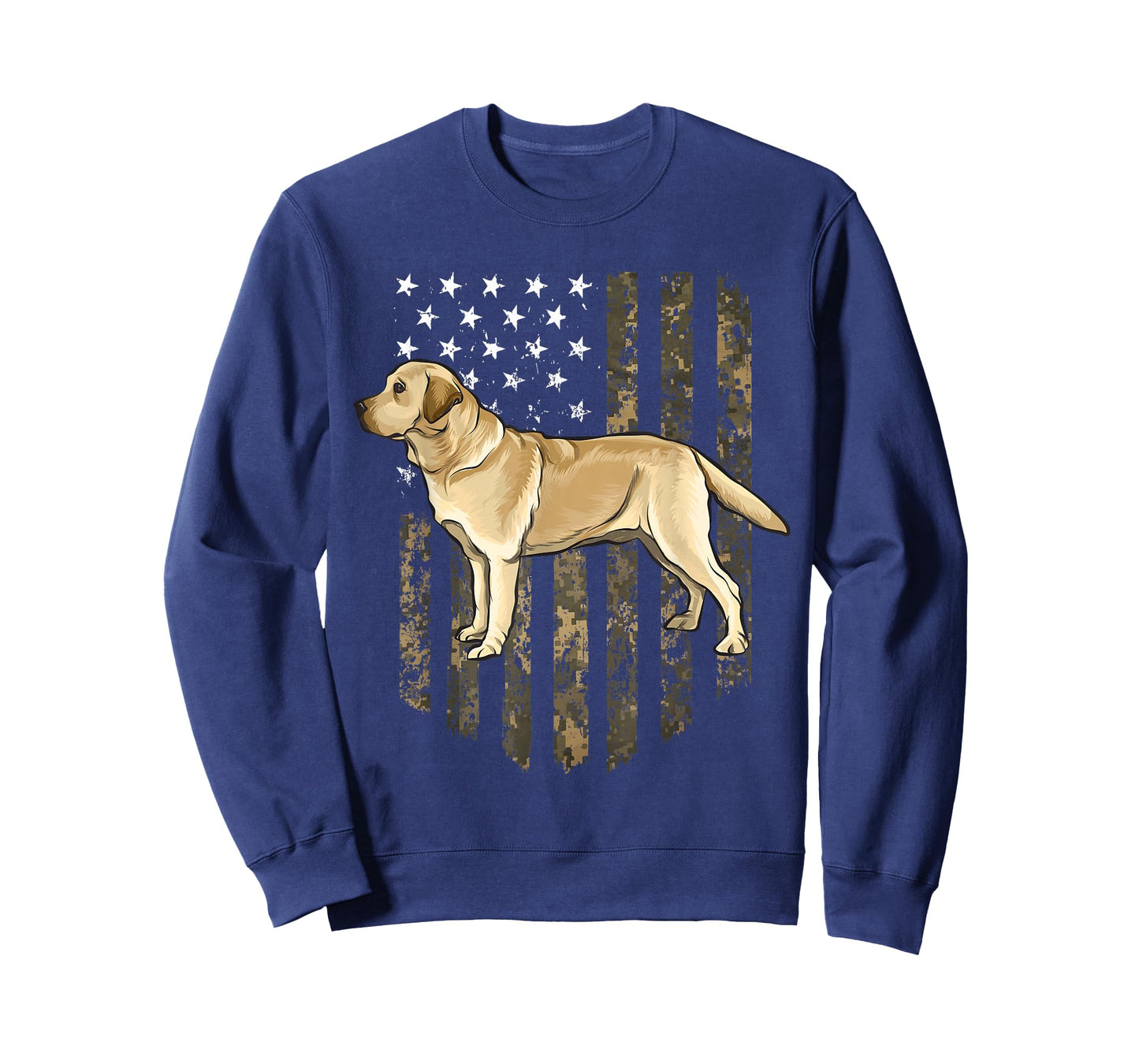 Camo American Flag Yellow Labrador Retriever 4th of July USA T-Shirt