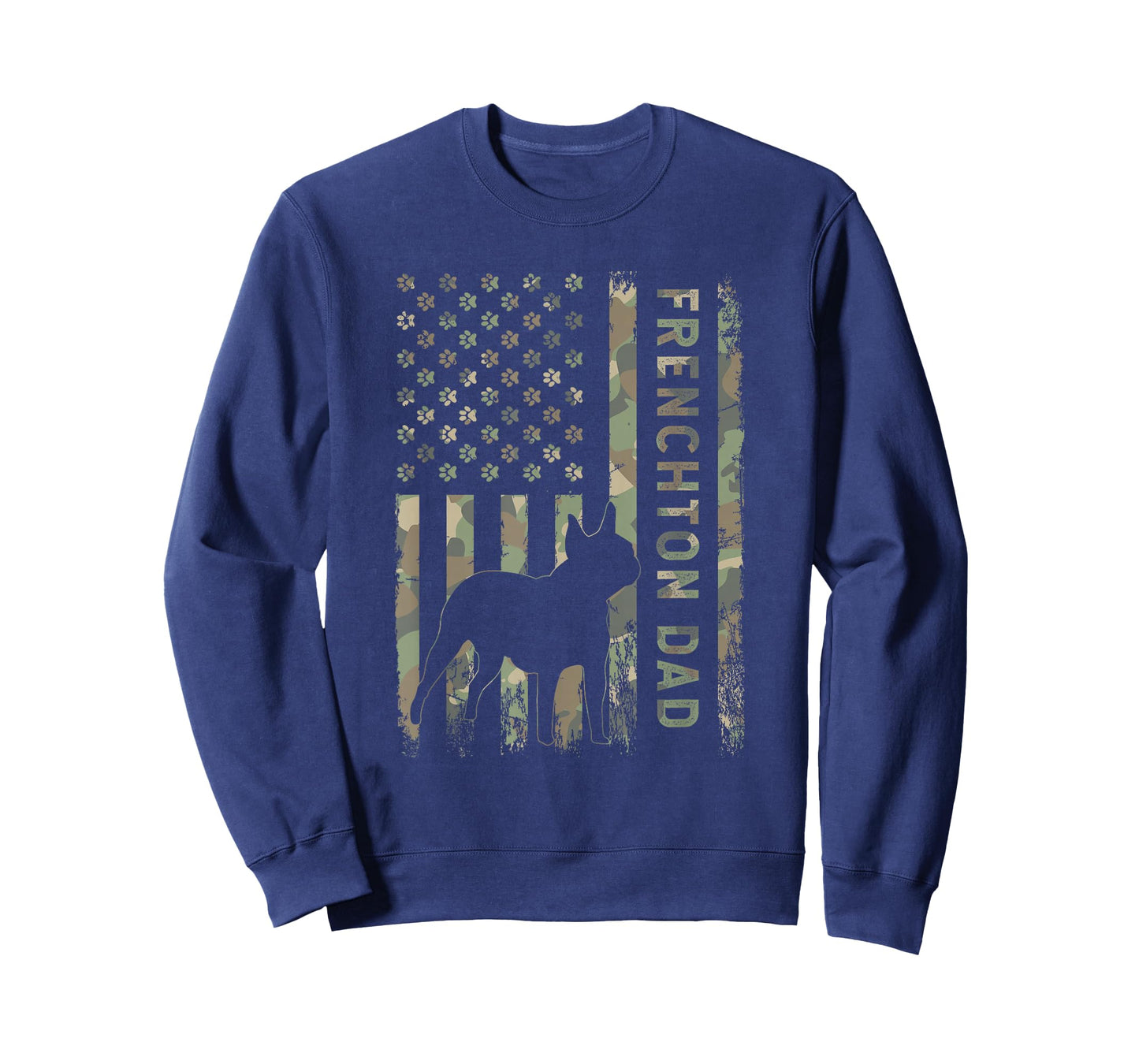 Frenchton Dad French Bulldog Boston Terrier Camo USA Flag T-Shirt