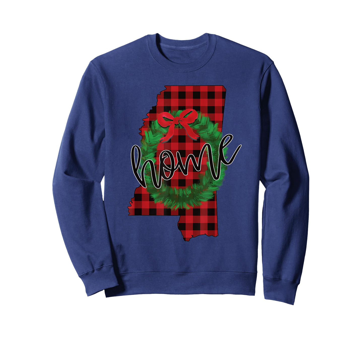 Mississippi Buffalo Plaid Christmas Home Wreath Retro T-Shirt