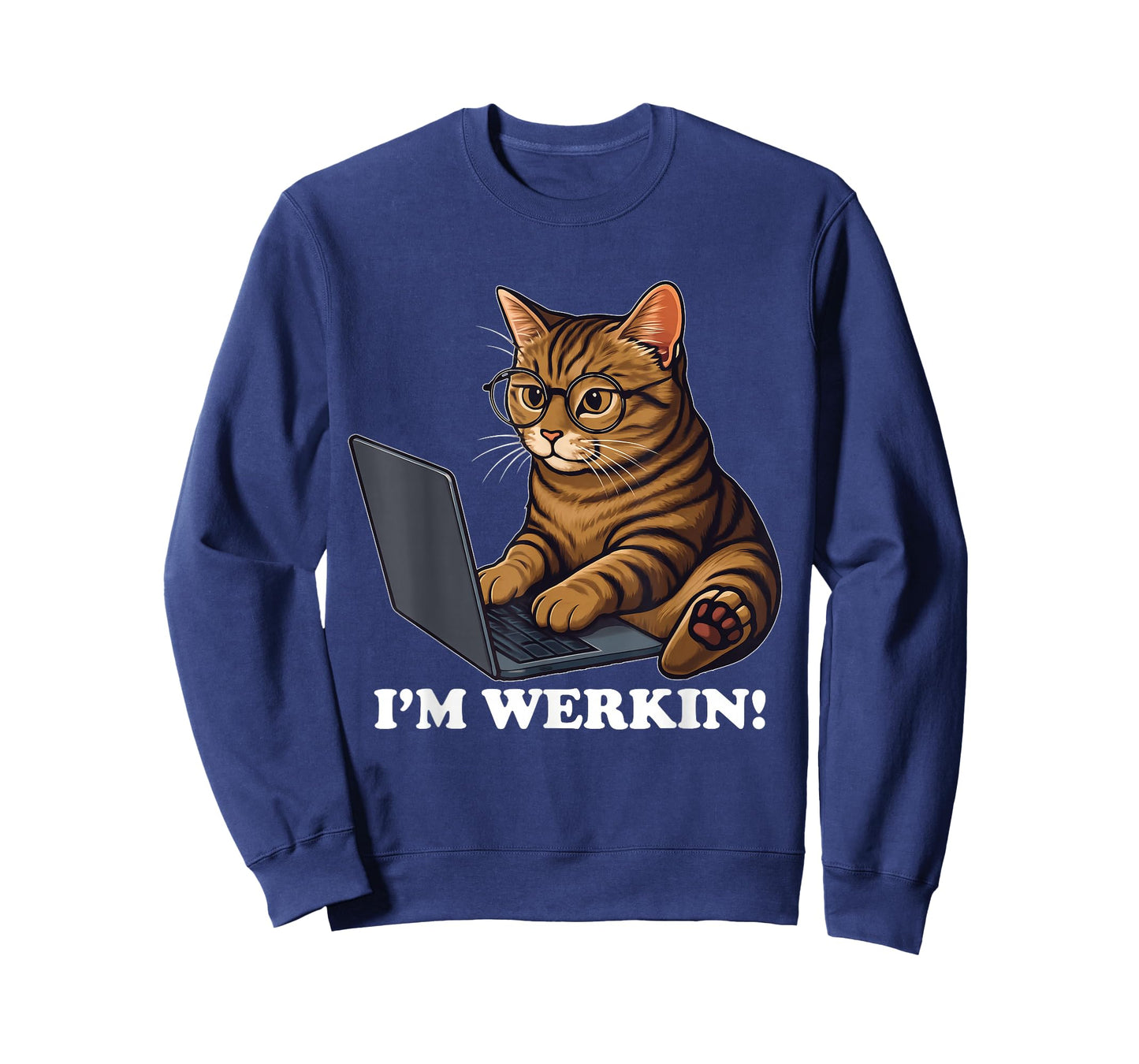 Funny Cat I'm Werkin Working from Home Cat On Laptop Meme T-Shirt