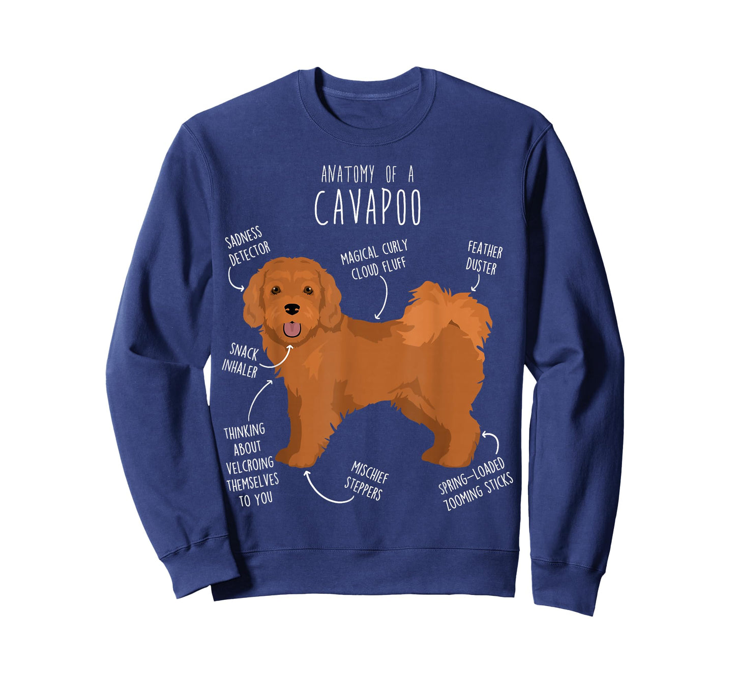 Cavapoo Dog Anatomy, Cute Funny Red Cavoodle Pet Mom Dog Dad T-Shirt