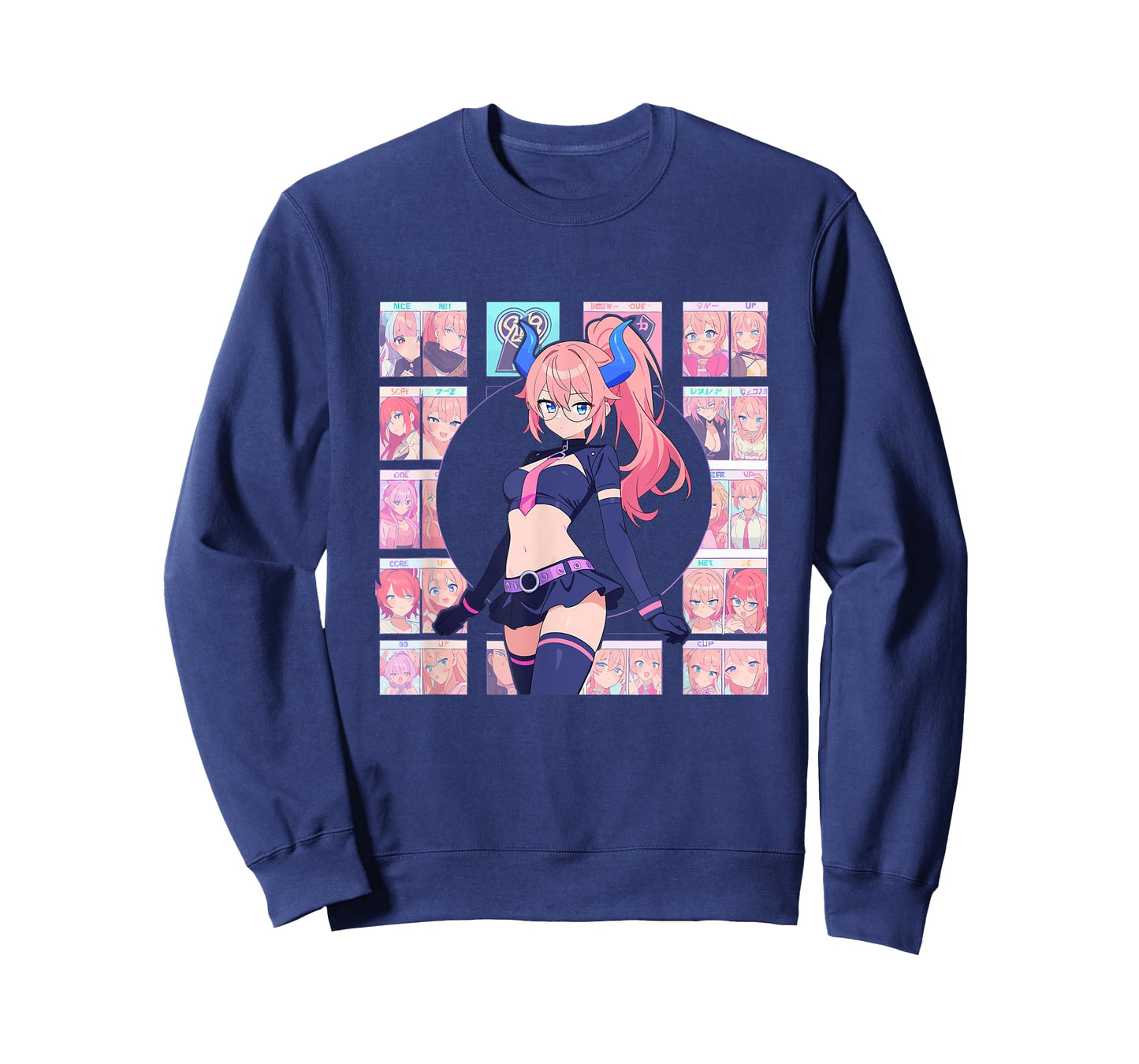 Waifu Sexy Anime Girl Horns Mini Skirt Japanese Retro Art T-Shirt