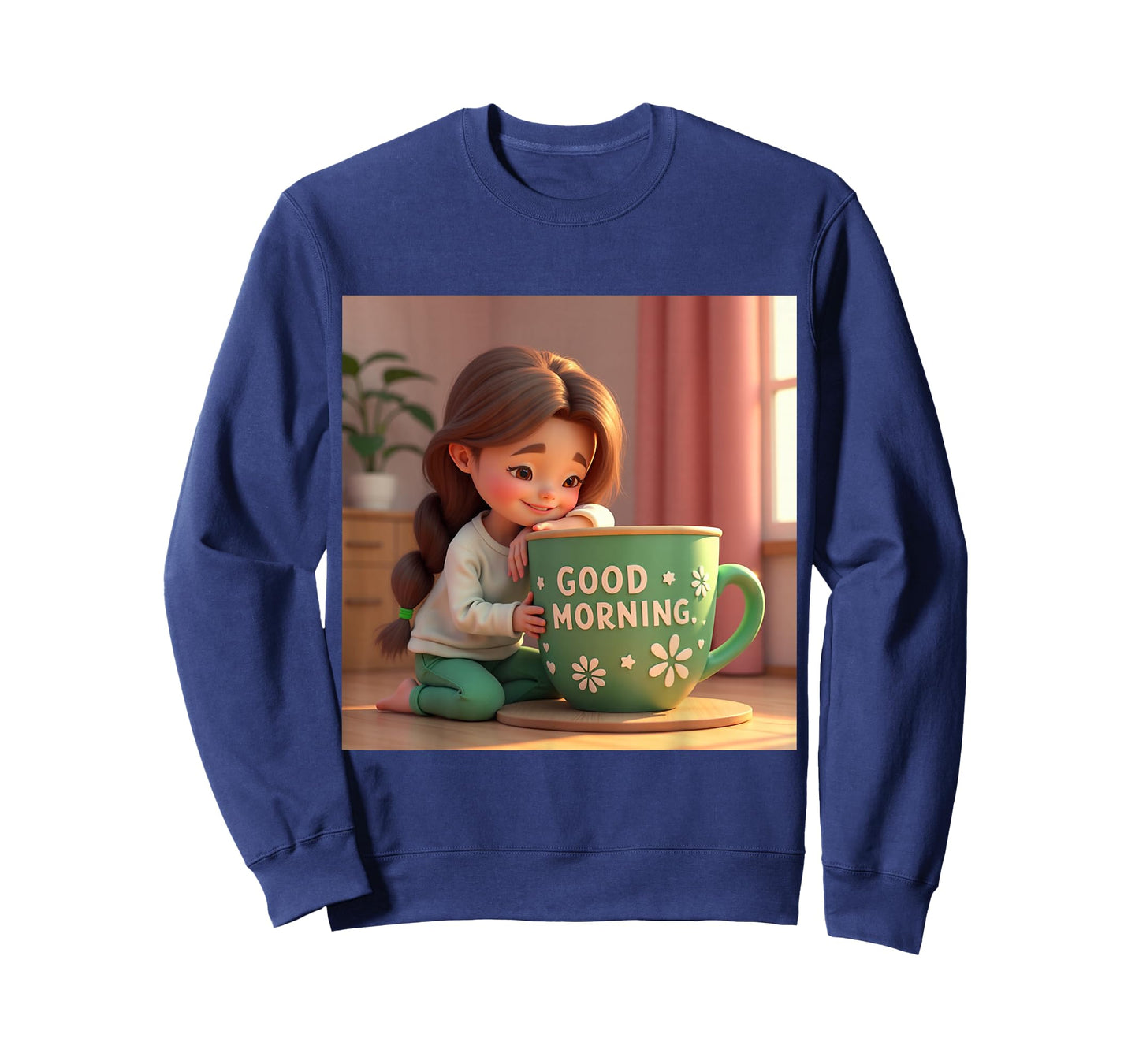 Whimsical Girl & Coffee Cup Illustration T-Shirt