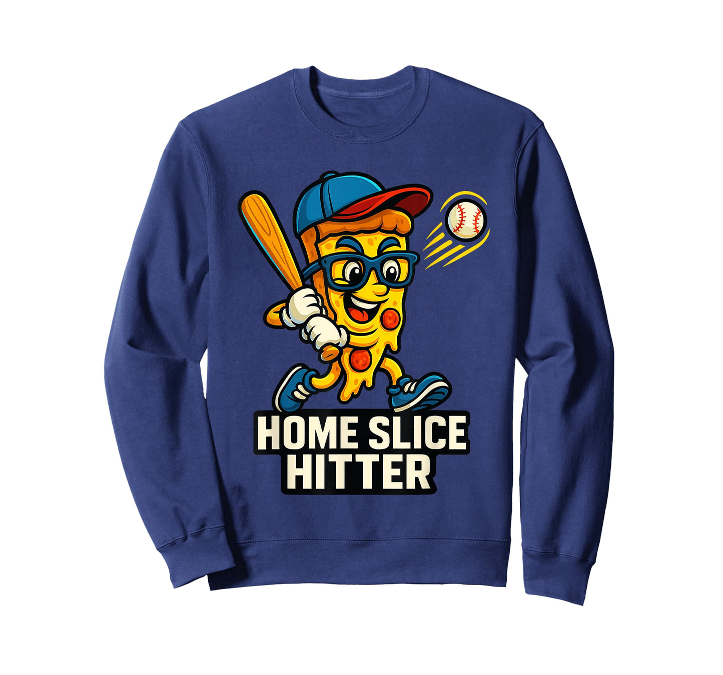 Boys Pizza Theme Funny Baseball Home Hitter T-Shirt