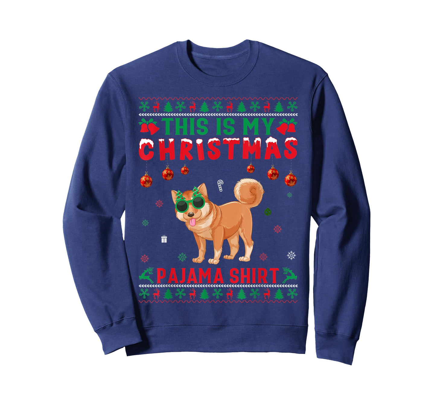 Ugly Xmas Holiday This Is My Shiba Inu Dog Christmas Pajama T-Shirt