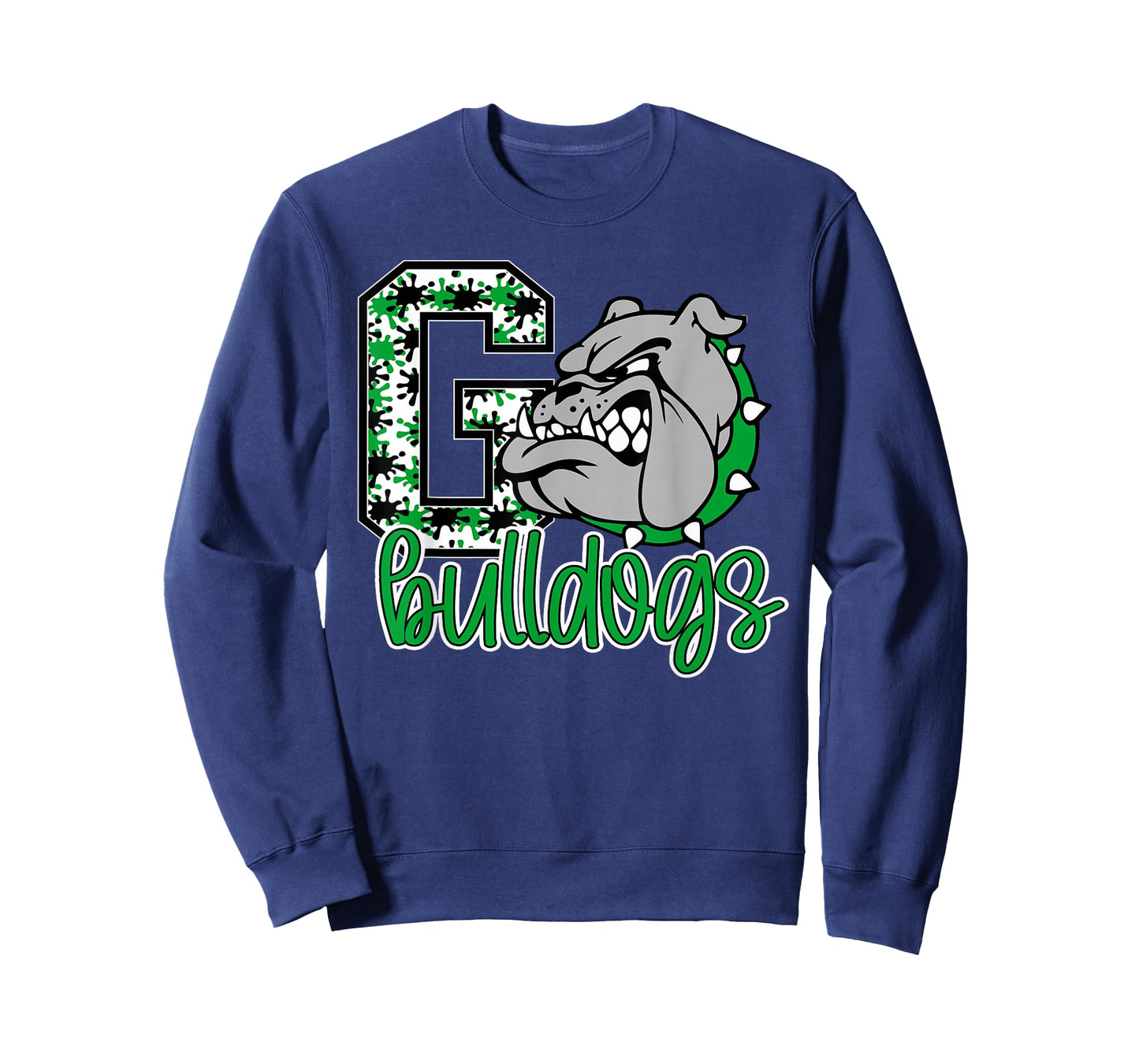 Go Bulldogs Green Bulldog Pride School Spirit Mascot Bulldog T-Shirt