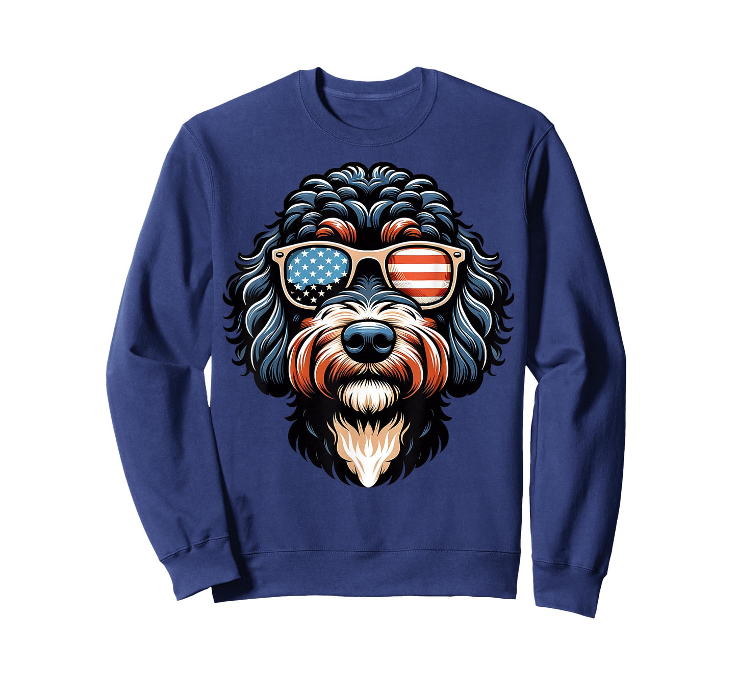 Aussiedoodle Patriotic American Flag USA Sunglasses Dog T-Shirt