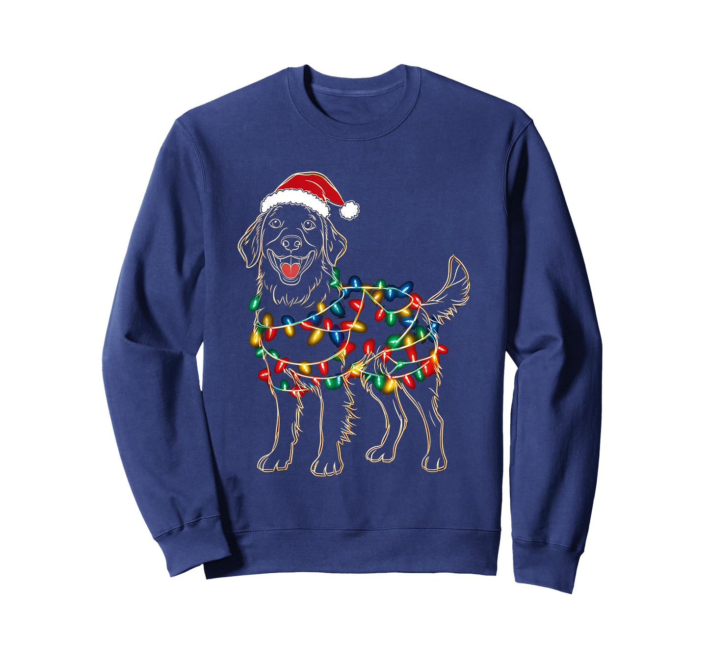 Funny Santa Golden Retriever Retriever Christmas Lights Dog T-Shirt